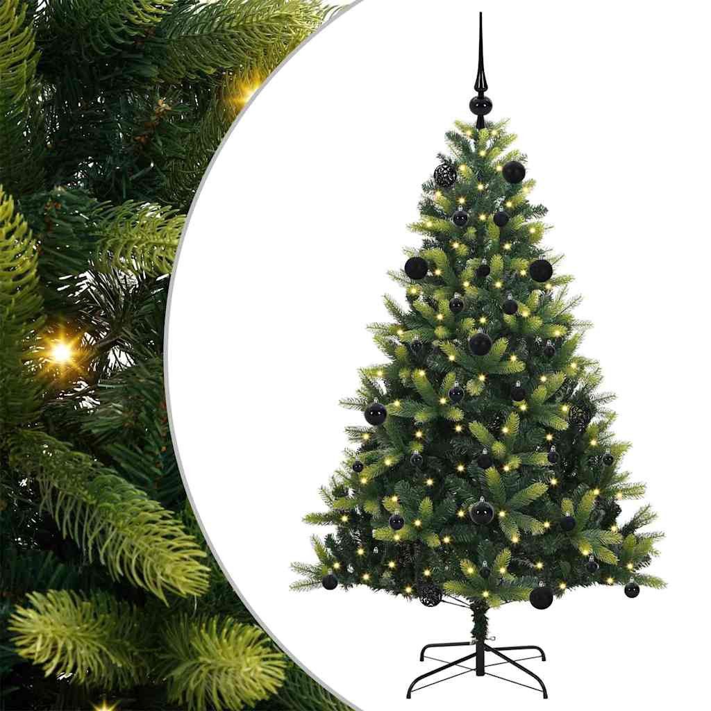 vidaXL LED Baum Künstlicher geflammter Weihnachtsbaum 150 LEDs Grün 150 cm