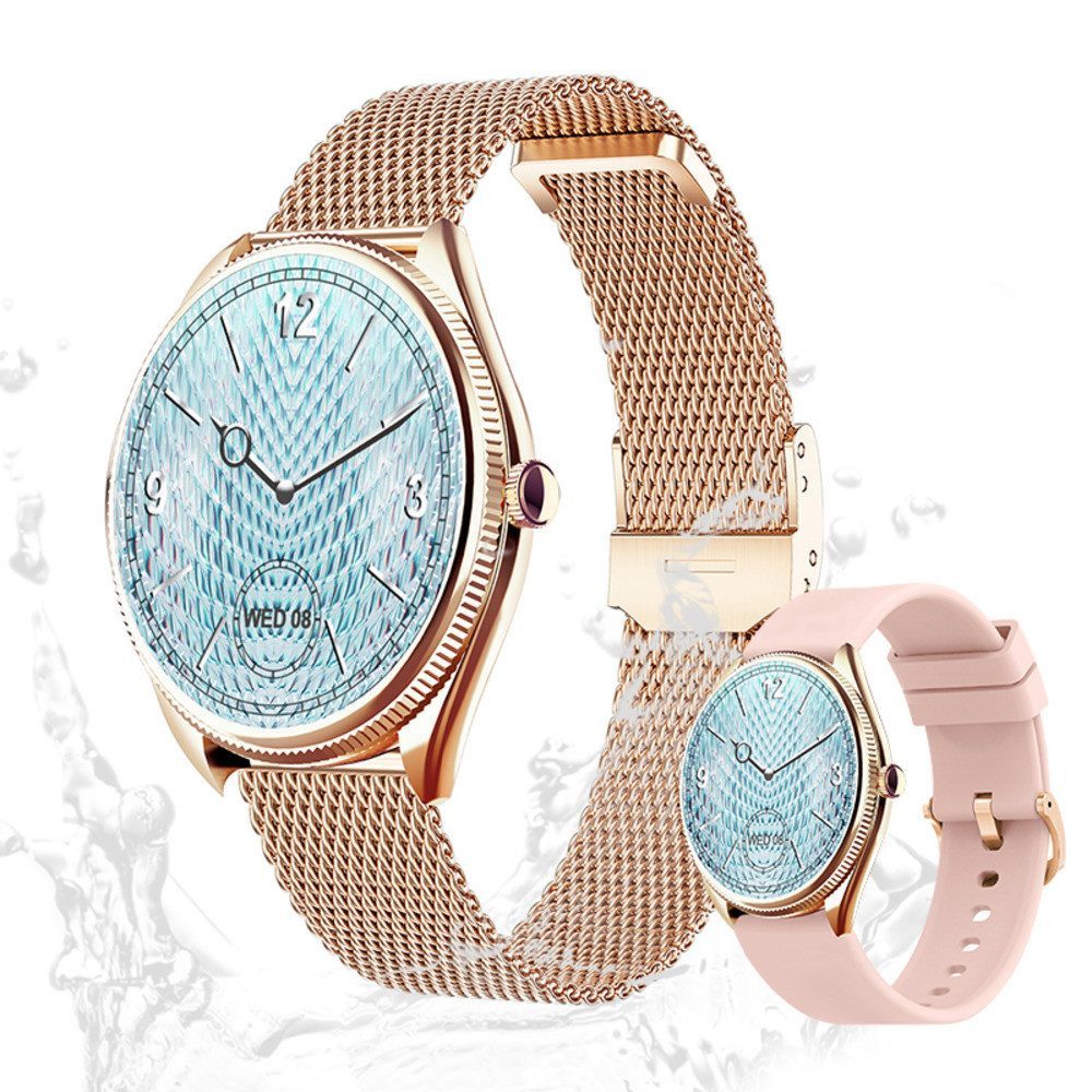 Valdus Damen IP68 Wasserdicht Fitness-Tracker Smartwatch (1.32 Zoll, Android/iOS), mit SPO2, Herzfrequenz, Stresssensor und Schrittzähler 120+ Sportmodi