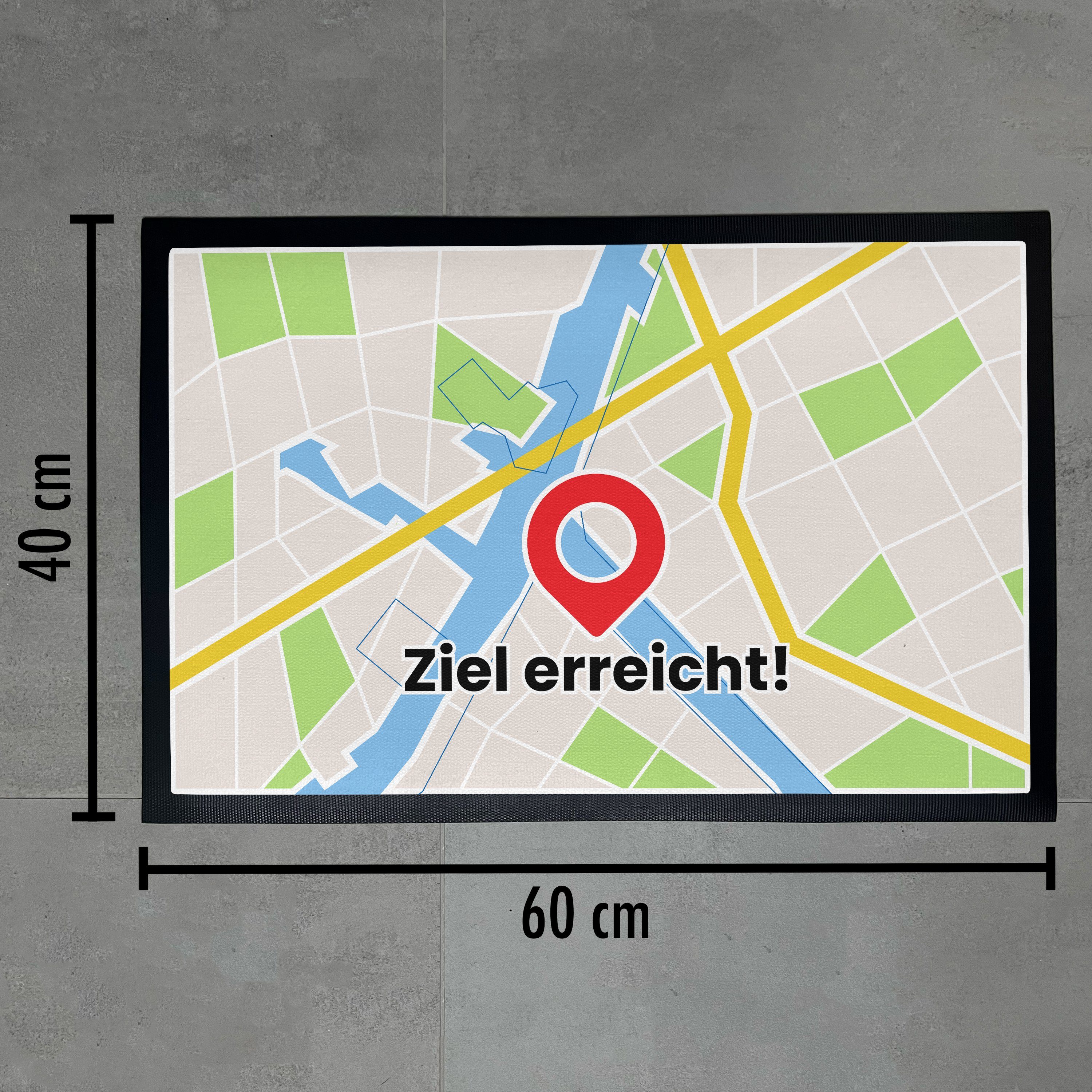 Fußmatte Ziel Geschenk Erreicht und Lustig Fußmatte Trendation Außen Stadtkarte Inne, 60x40