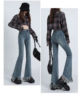 KIKI Bootcut-Jeans Schlaghose – Damenjeans – Jeans mit weitem Bein und hoher Taille