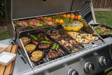 nexgrill Gasgrill 4B Evolution 4+1 Brenner, mit DIBS Edelstahl-Grillplatten & Seitenkochfeld, 15,4 KW, BxHxT. 127 x 120 x 57 cm