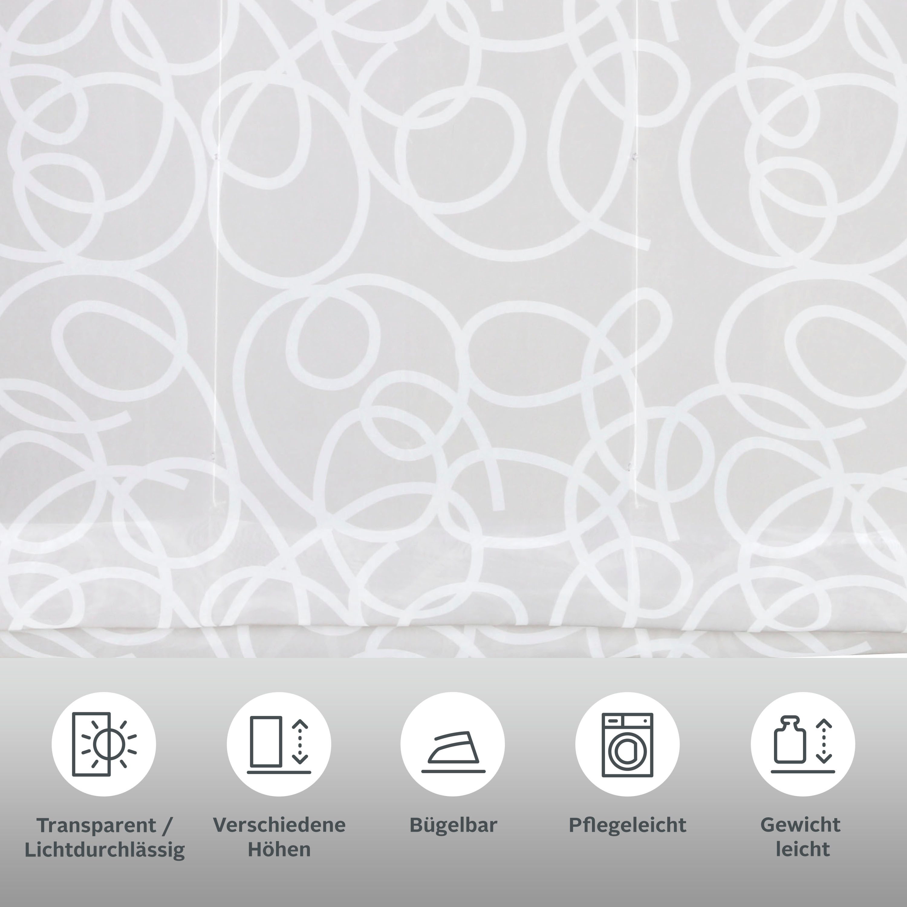 OTTO home Raffrollo Tanaro, mit Schlaufen, halbtransparent, Voile, Polyester, einseitig mit Schlingen-Motiv