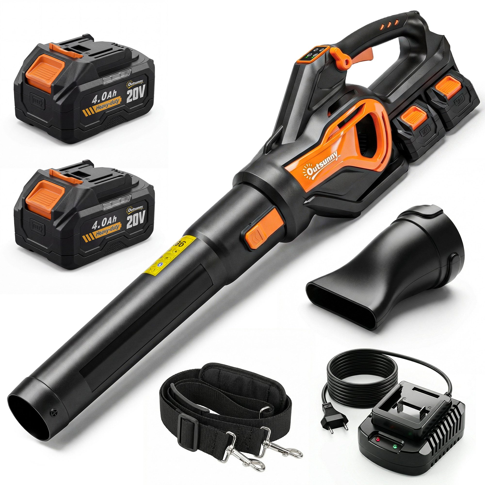 ibettertec Akku-Laubsauger 20V Kabellos Laubbläser mit 2x4.0Ah Akku & Ladegerät Turbo-Boost, (162,7 km/h Blasgeschwindigkeit)