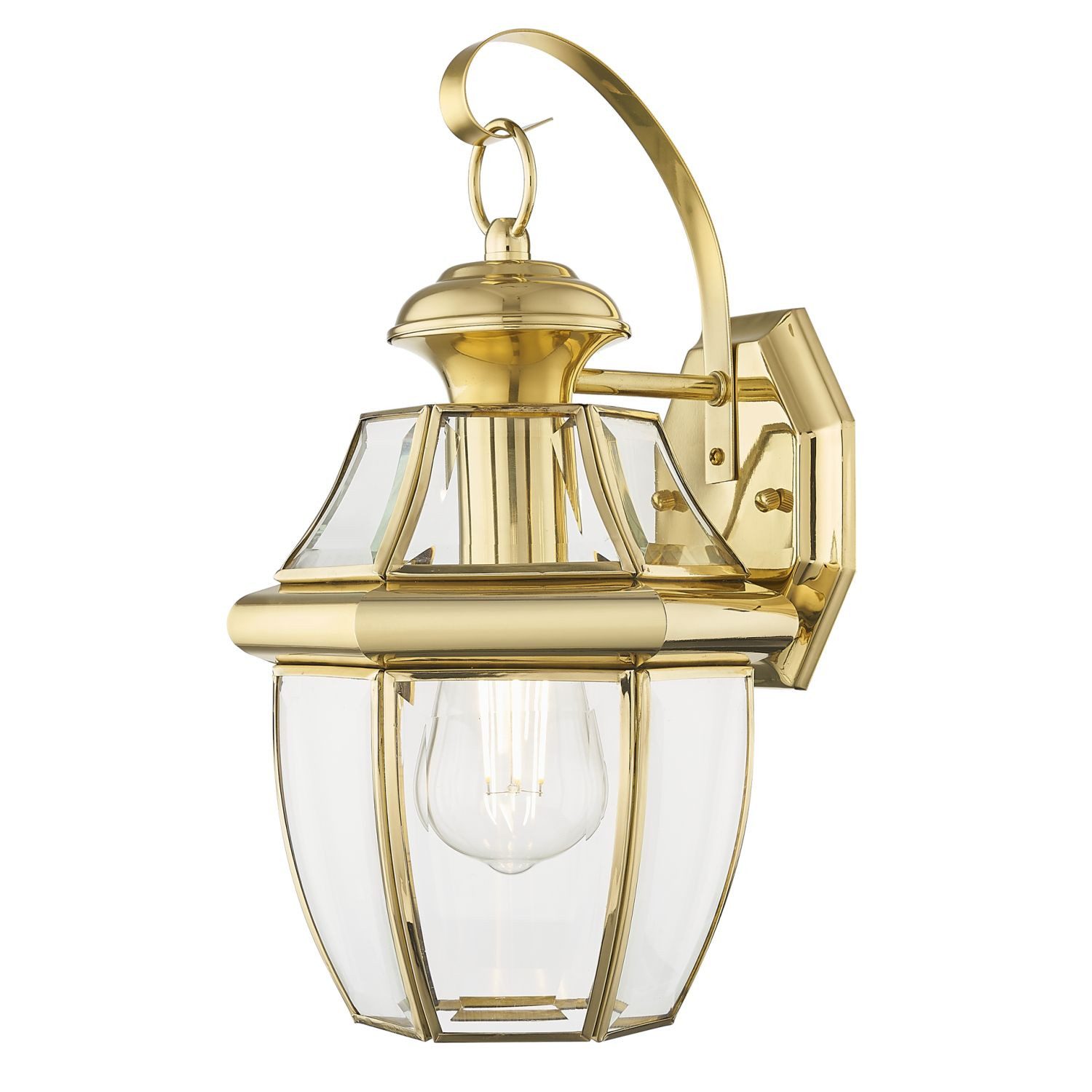 Licht-Erlebnisse Außen-Wandleuchte FIONNA, ohne Leuchtmittel, Aluminium Glas E27 IP23 H: 36 cm in Gold Vintage Design