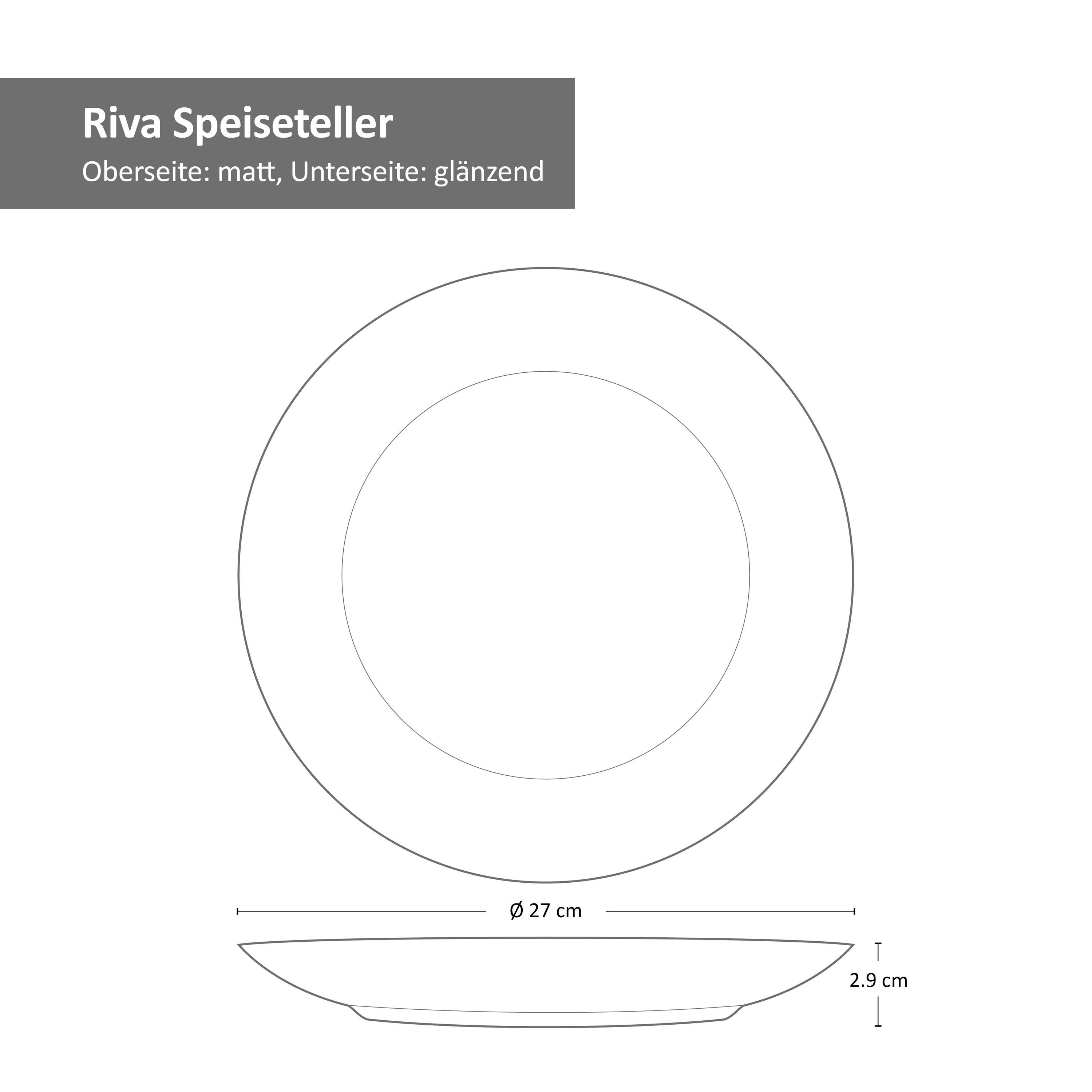 van Well Speiseteller 6er Set Essteller flach Riva 27cm Porzellan