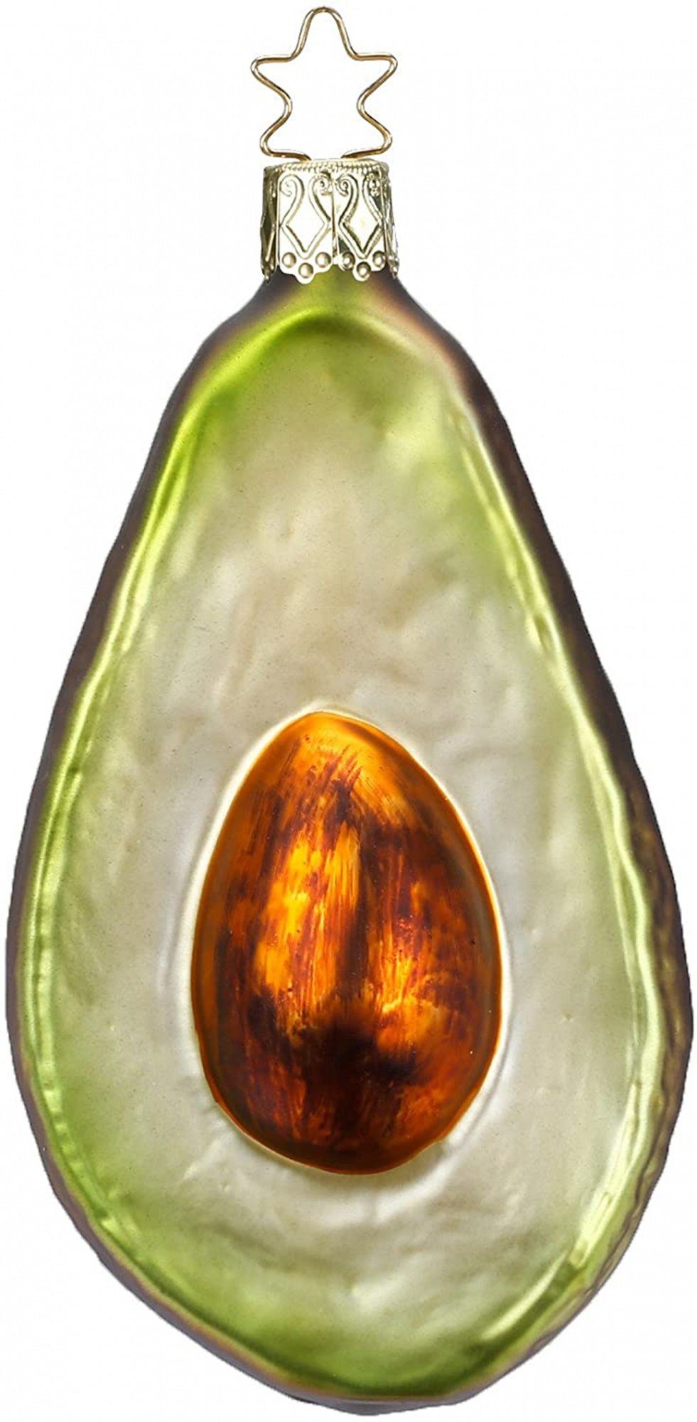 INGE-GLAS® Christbaumschmuck Inge-Glas Anhänger Avocadohälfte Glas Inge Stenekrönchen 11,5cm
