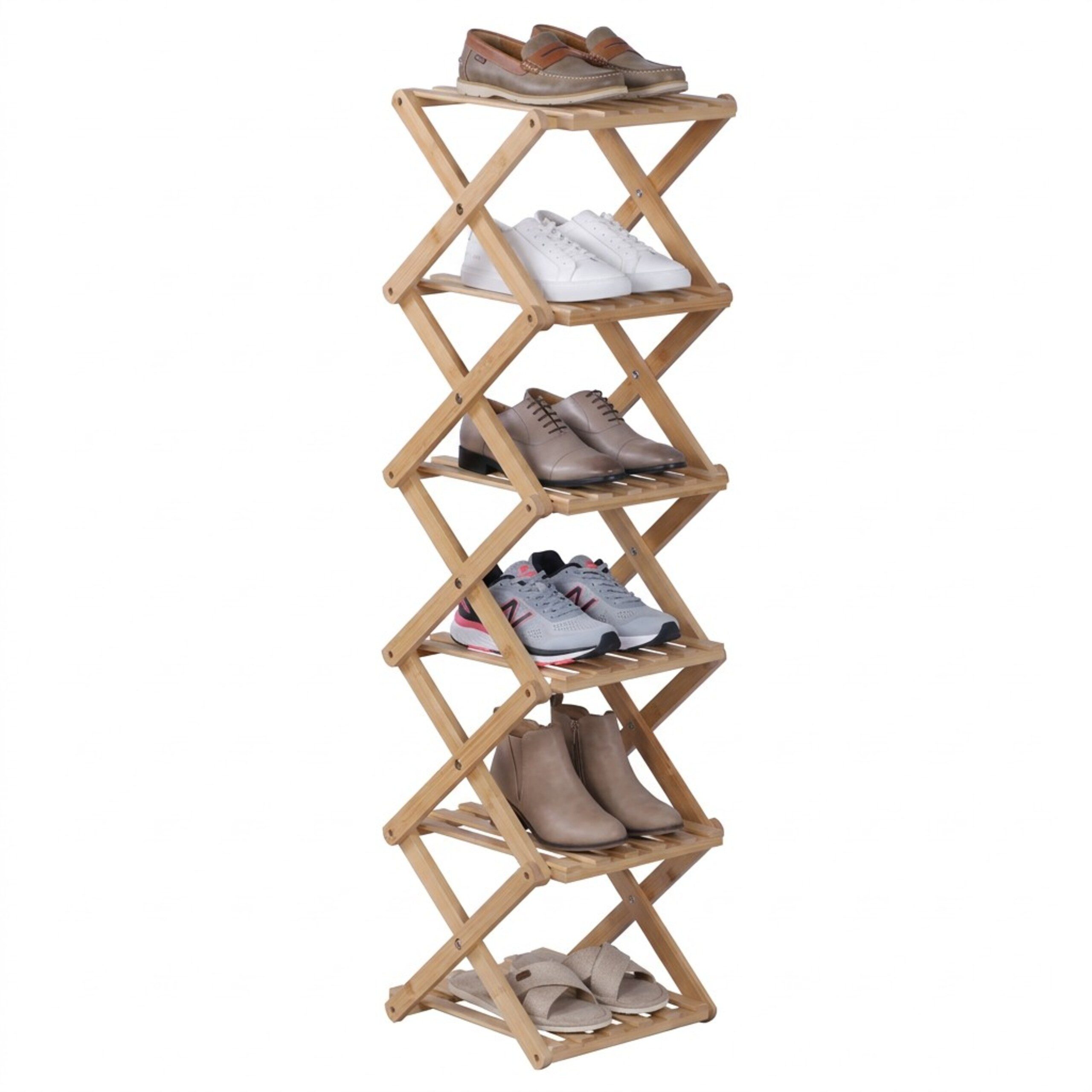 relaxdays Schuhregal Faltbares Schuhregal aus Bambus, 1-tlg., 6