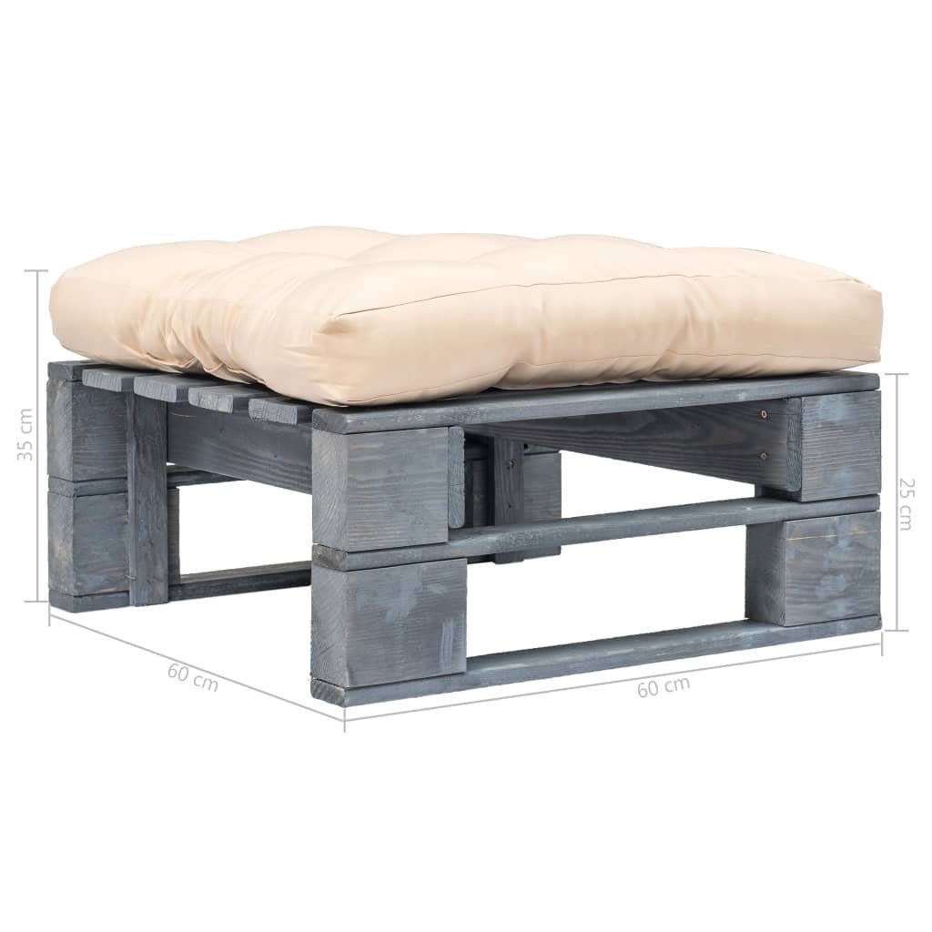 vidaXL Hocker Outdoor-Ottomane Paletten mit Kissen in Sandfarben Holz Grau (1 St)