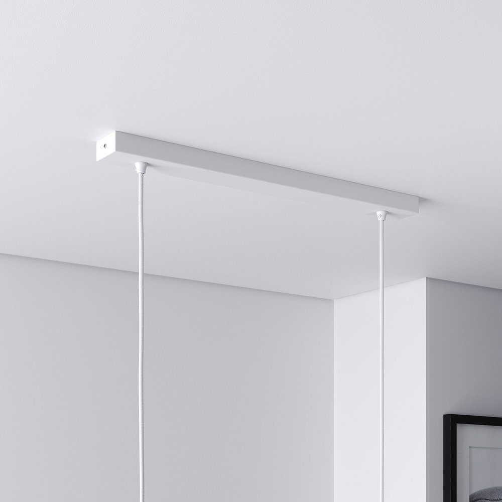 Lightstock Deckenleuchte Baldachin für Lampe, 50 oder 80cm (H 2.5 x B 5 cm) Weiß