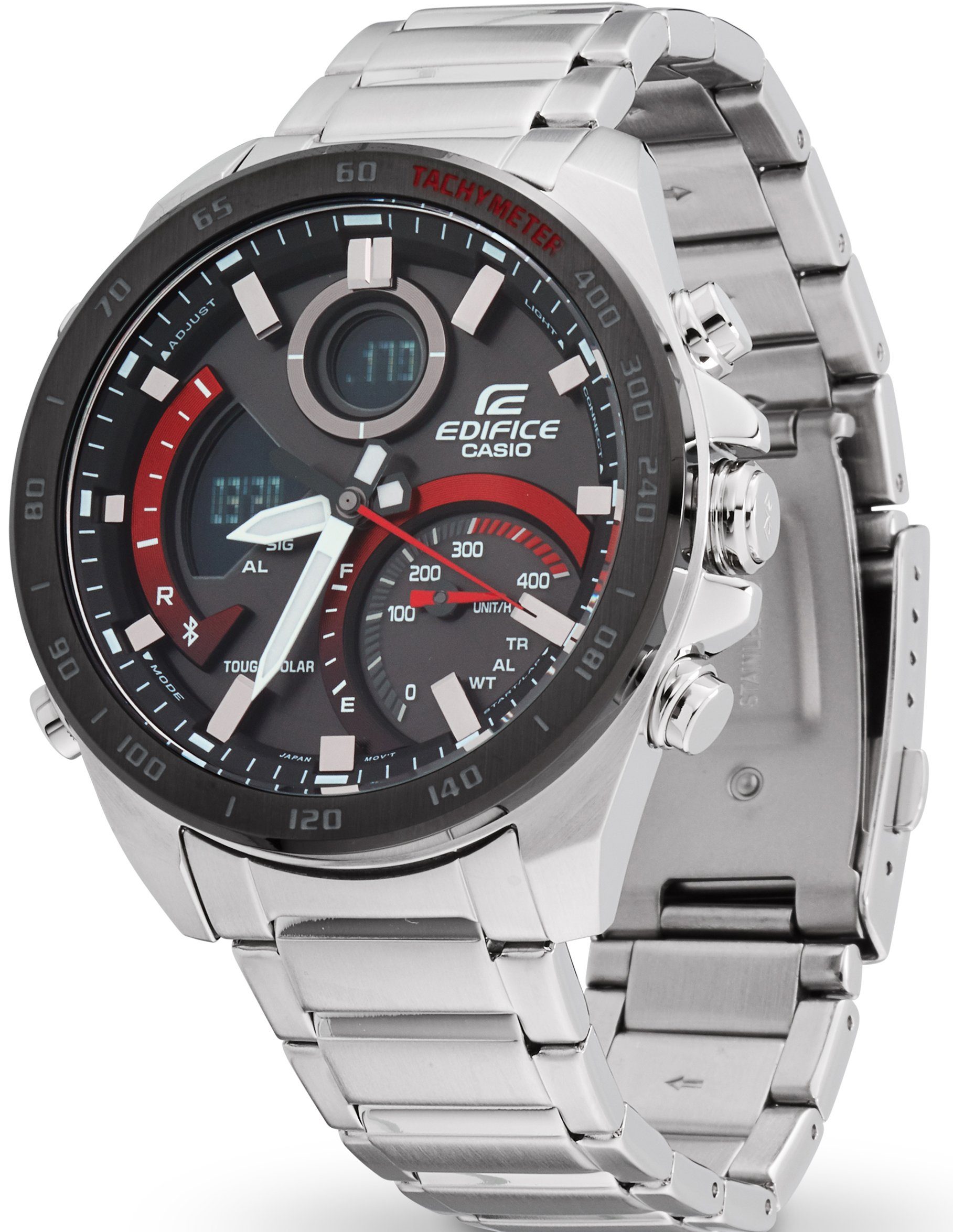 CASIO EDIFICE Smartwatch, Solaruhr, Armbanduhr, Herrenuhr, Android, iOS, Edelstahlarmband
