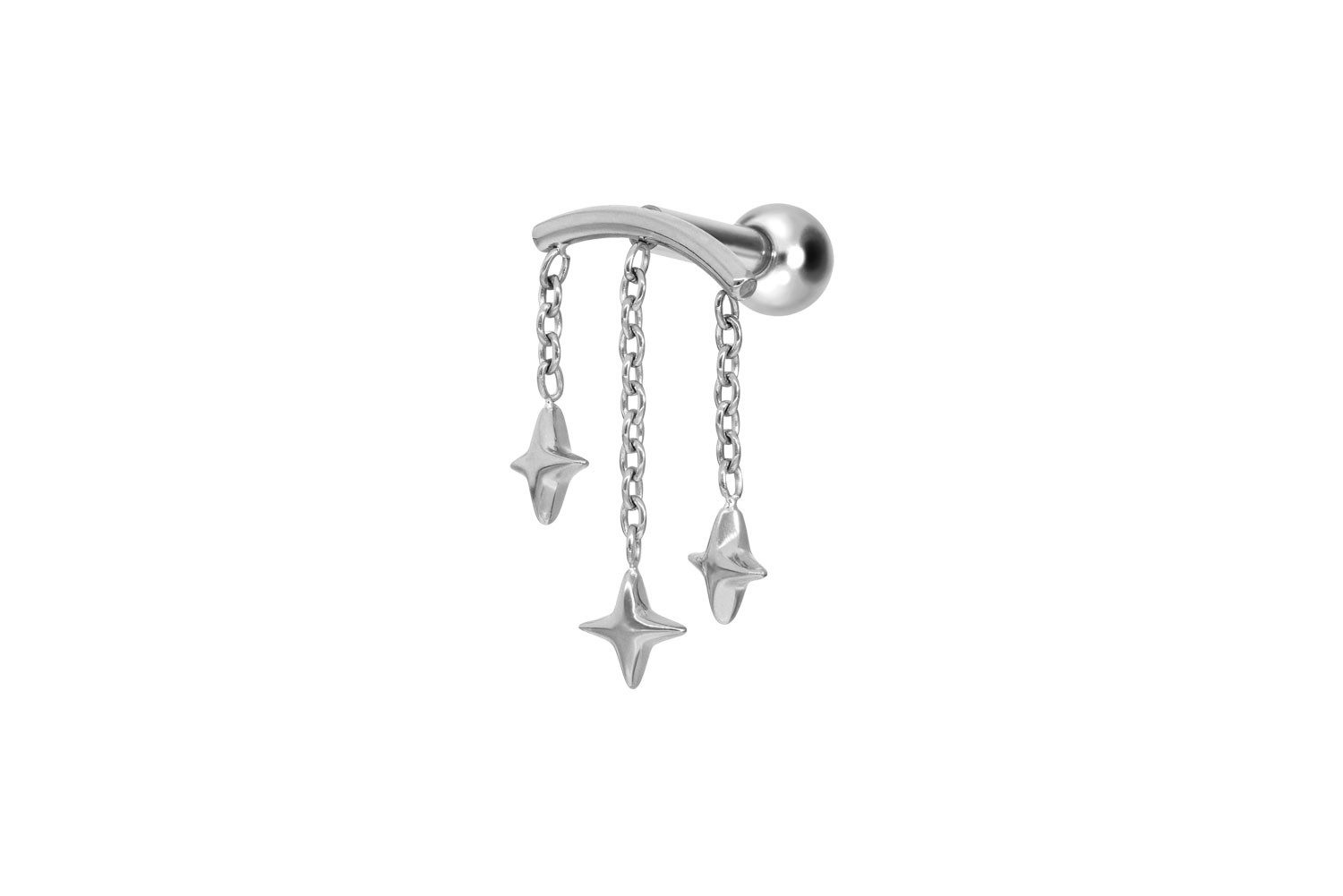 PIERCINGLINE Piercing-Set Titan Ohrpiercing mit Innengewinde BOGEN + 3 STERNE (Mini-Barbells, 1-tlg)