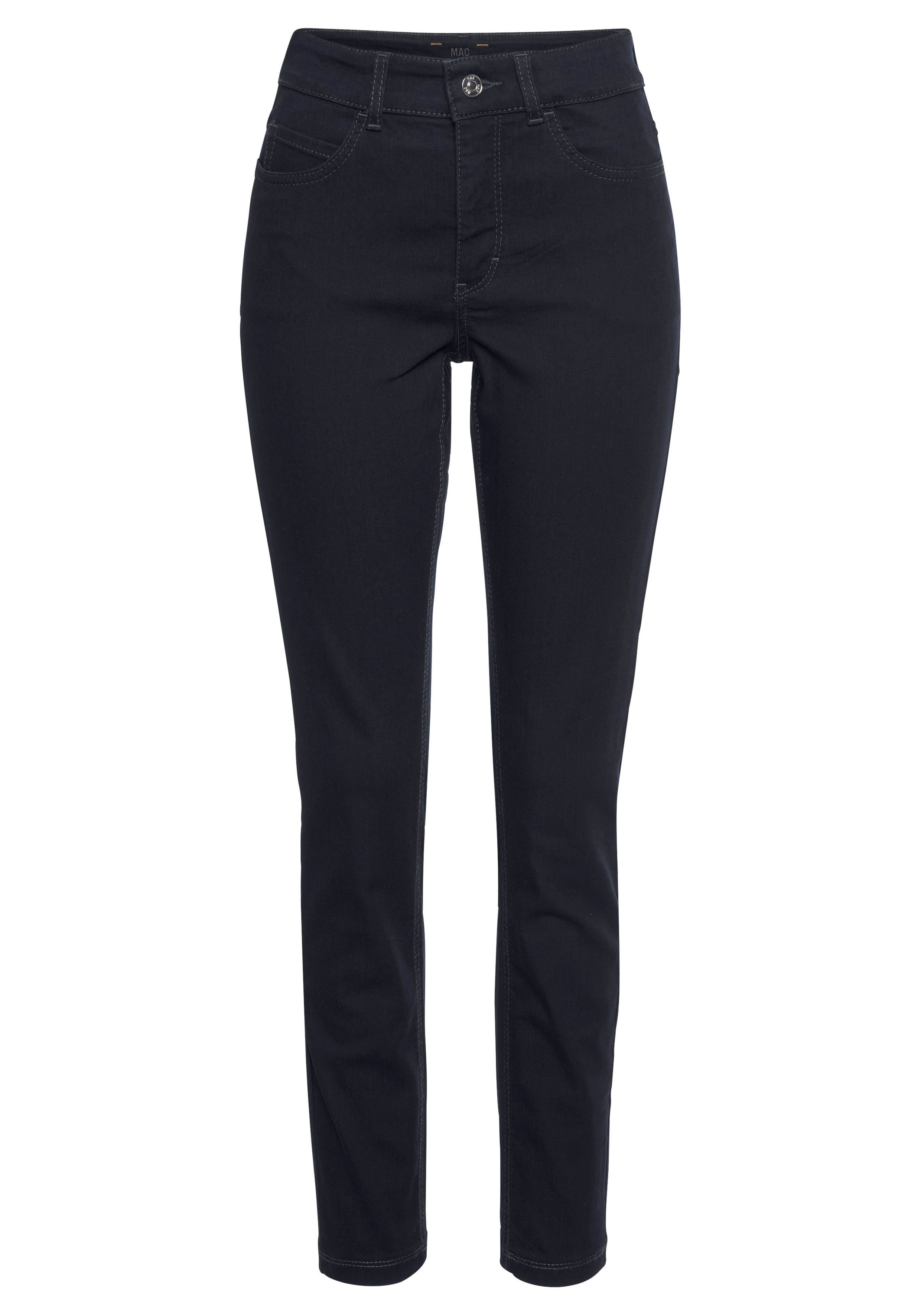 Tag bequem dark blue ganzen Hiperstretch-Skinny Qualität den Skinny-fit-Jeans sitzt MAC Power-Stretch rinsed