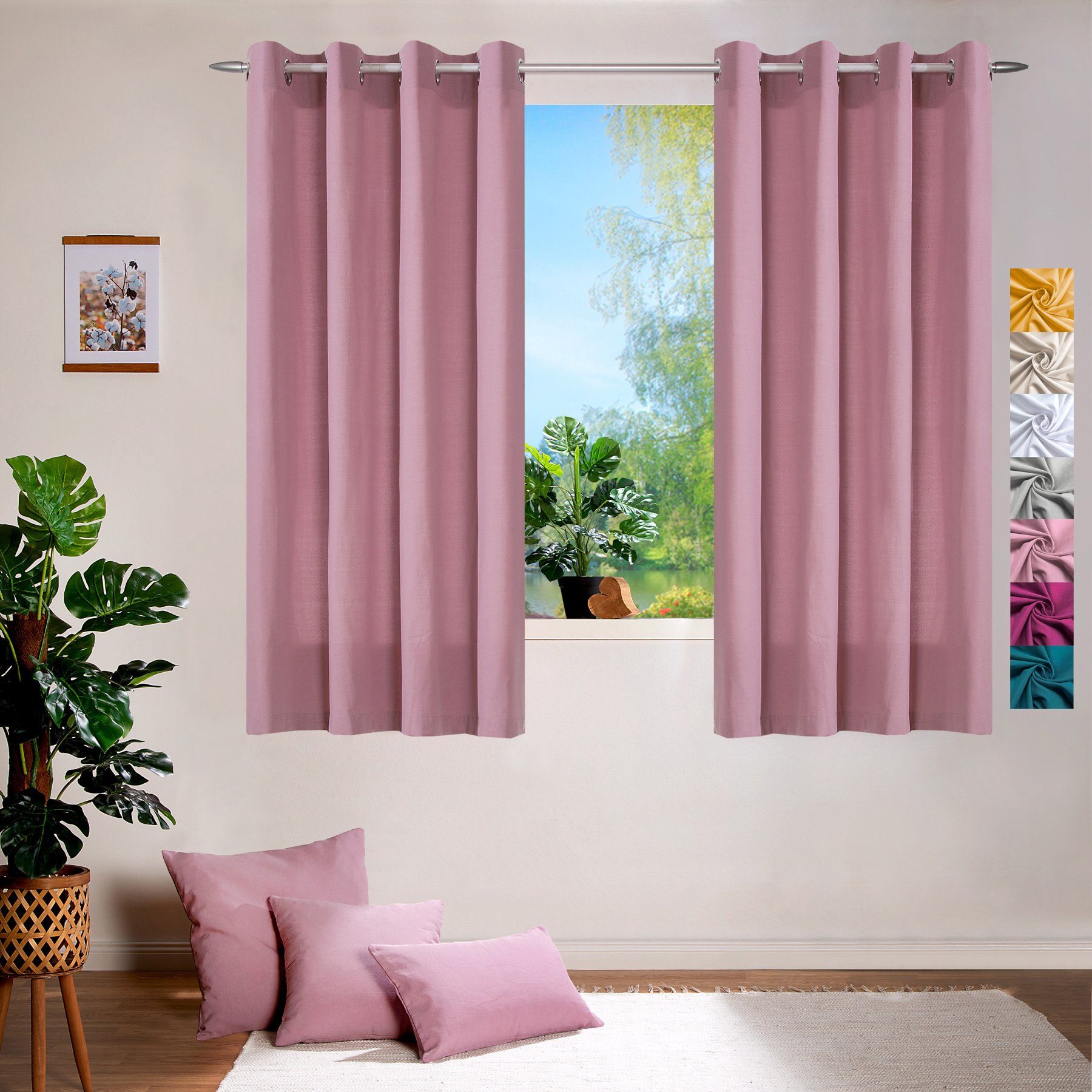 heimtexland Vorhang Dekoschal Baumwolle Vorhang Deko Gardine Ösenschal (1 St), Ösen, blickdicht, Baumwoll-Gemisch, blickdicht