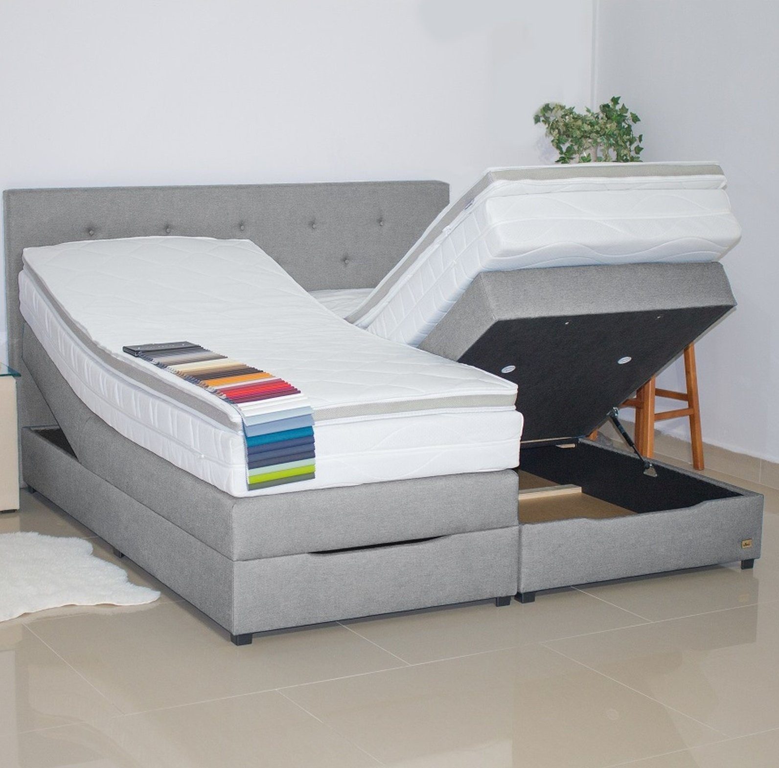 PAARA Boxspringbett Rio mit Bettkasten Kopfteil günstig online kaufen