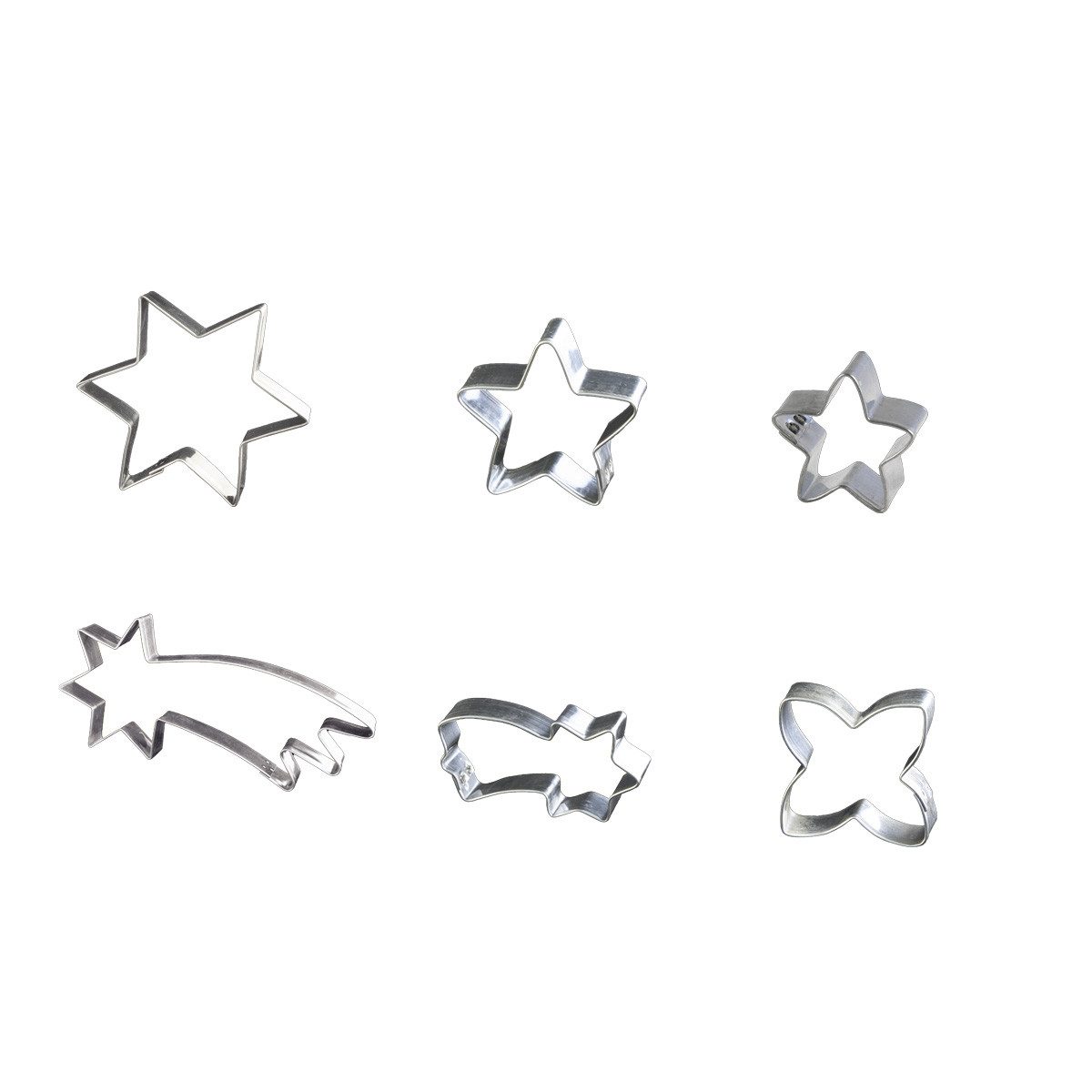 LARES Ausstechform 6er Set Komet - in den Größen 3,5-19 cm - aus beständigem Weißblech, Weißblech, lebensmittelecht - für kleine und große Backfans - Made in Germany