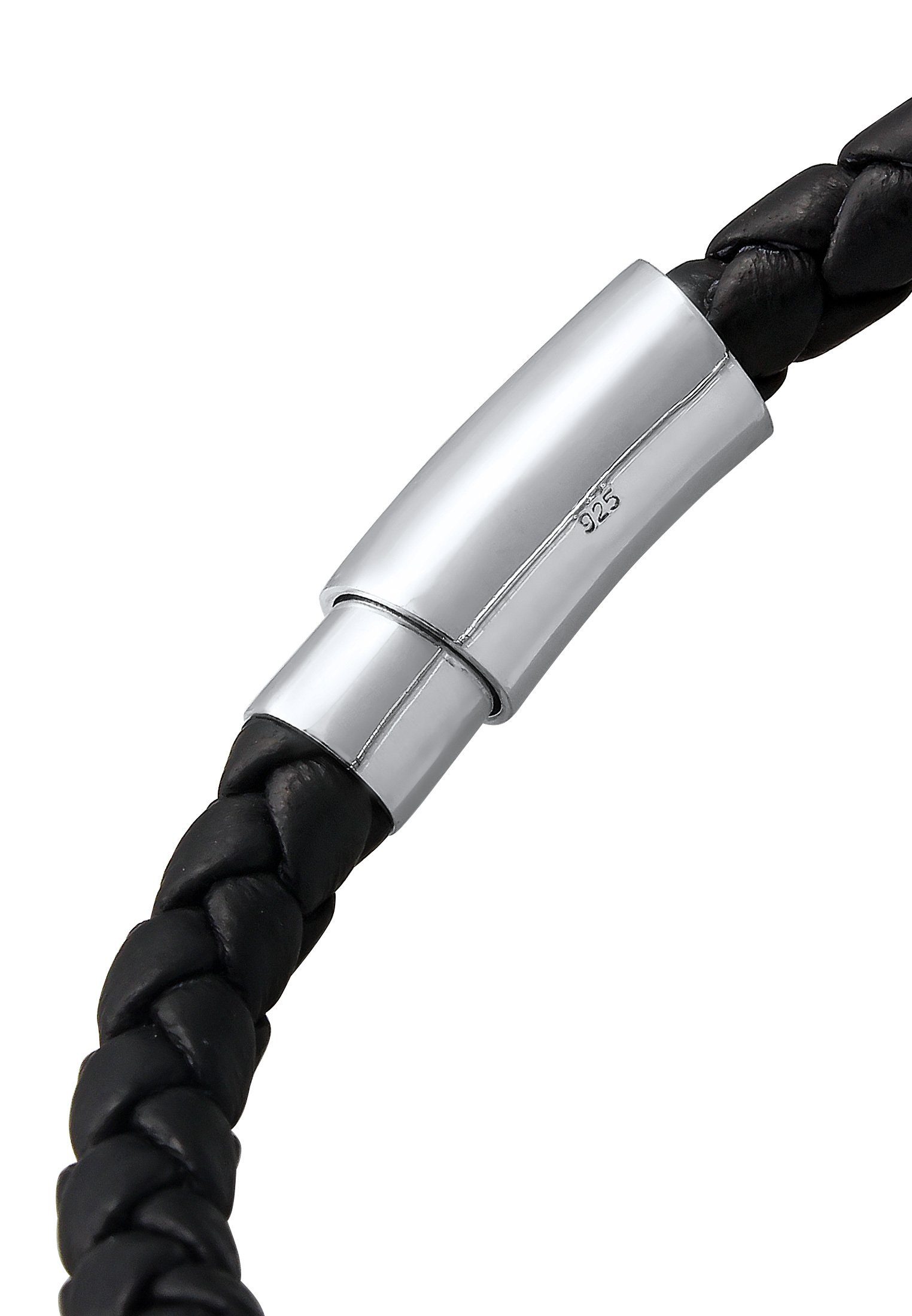 Kuzzoi Armband Herren Leder Bead Magnet-Verschluß 925er Silber