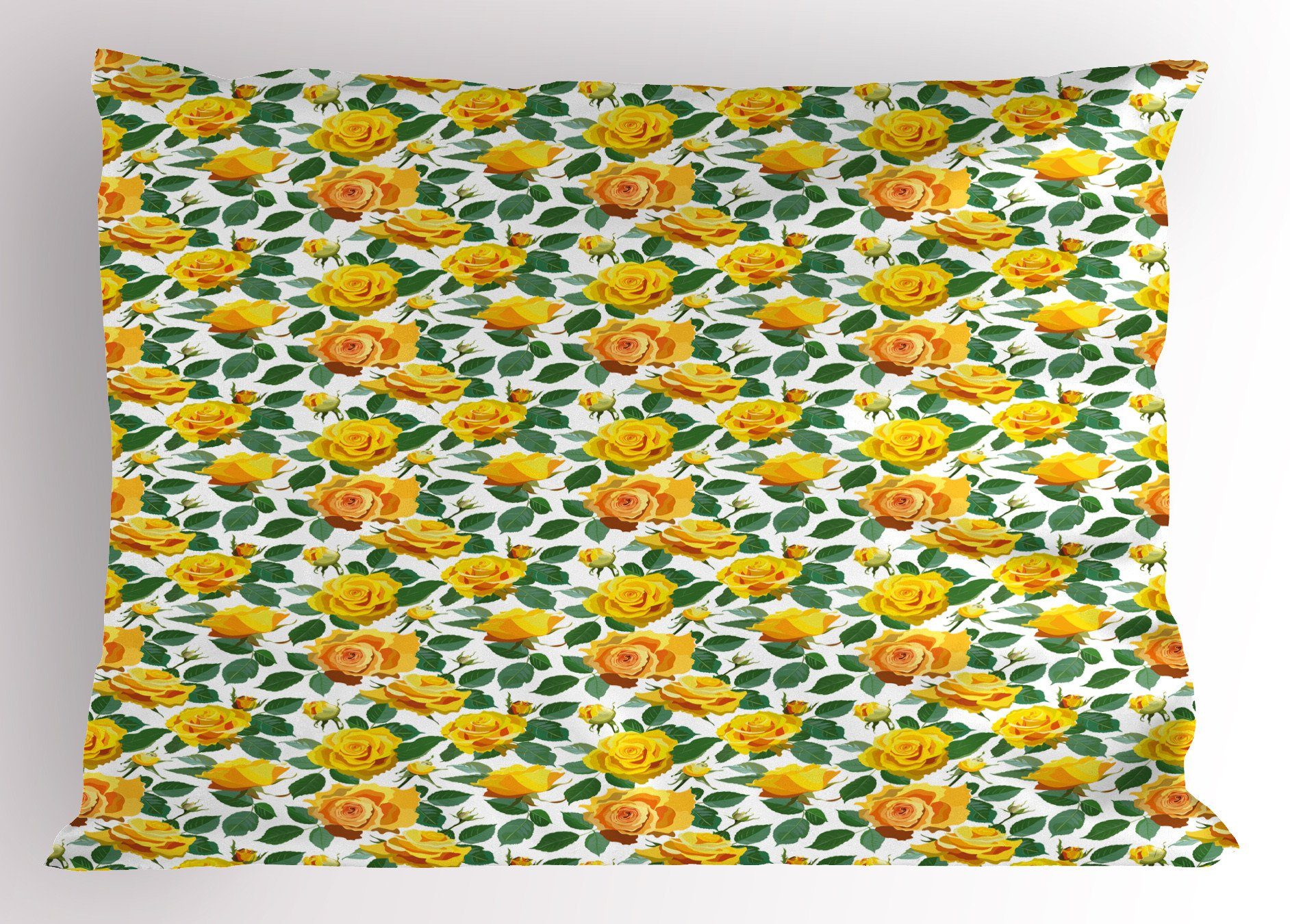 Standard Rose King Kissenbezüge Dekorativer Pattern tonte Abakuhaus Gelb Size Blühen Kissenbezug, Gedruckter Stück), (1