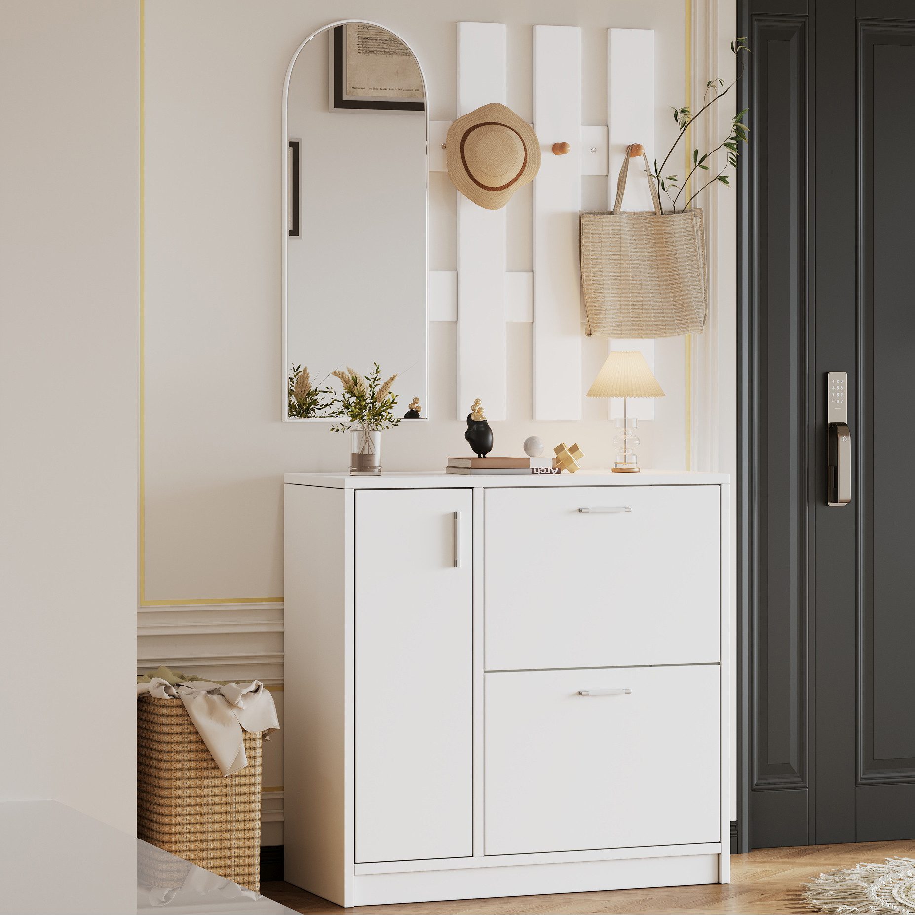 OKWISH Garderoben-Set Schuhschrank, Spiegel und Haken, günstig online kaufen