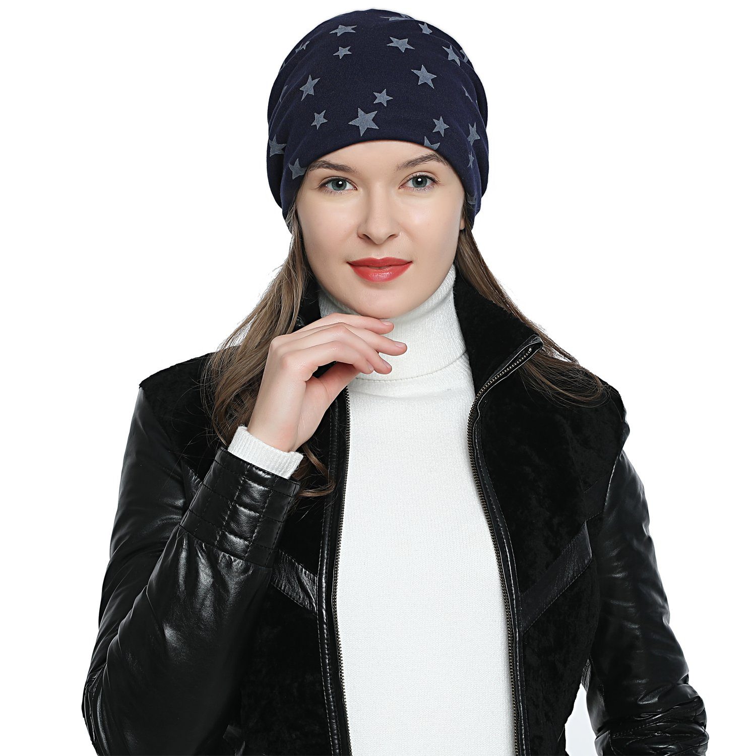 DonDon Beanie Damen Slouch mit Print günstig online kaufen