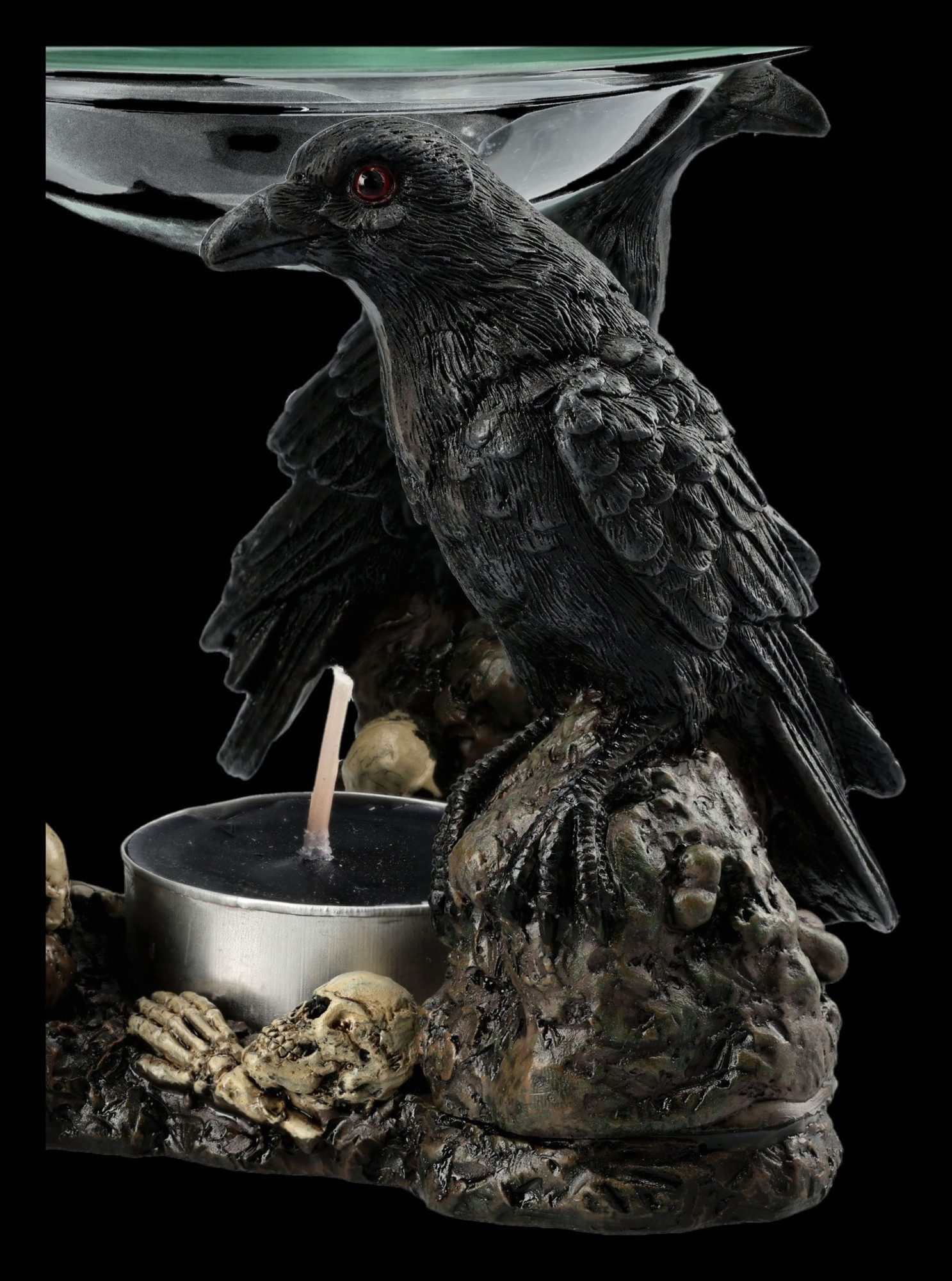 Figuren Shop GmbH Duftlampe Raben Duftlampe – Gothic Figur mit Glasschale M günstig online kaufen