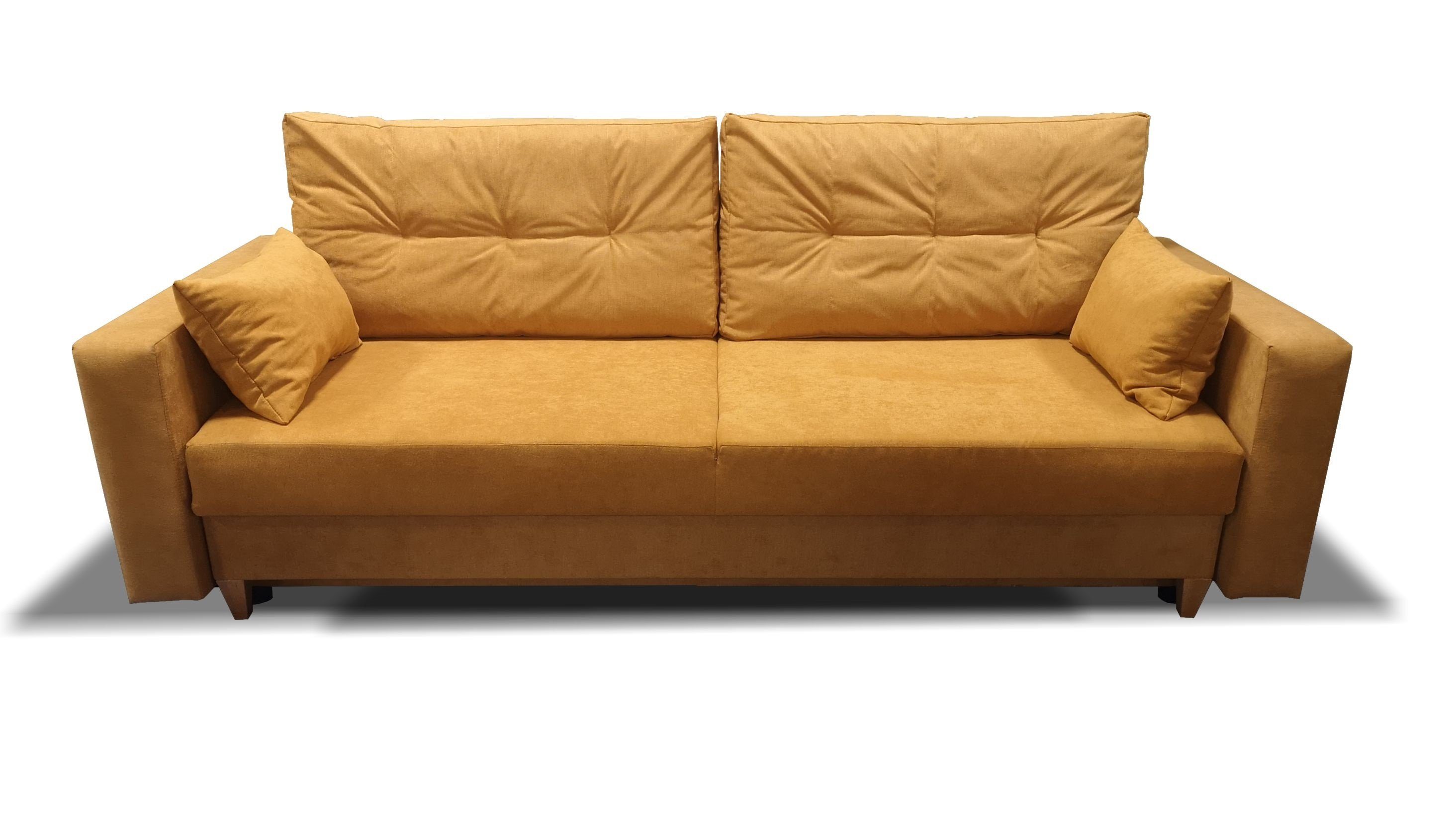 Siblo 3-Sitzer Moderne Dreisitzige Couch Gio mit Schlaffunktion - Bettzeugbehälter - Dreisitzer-Sofa Gelb