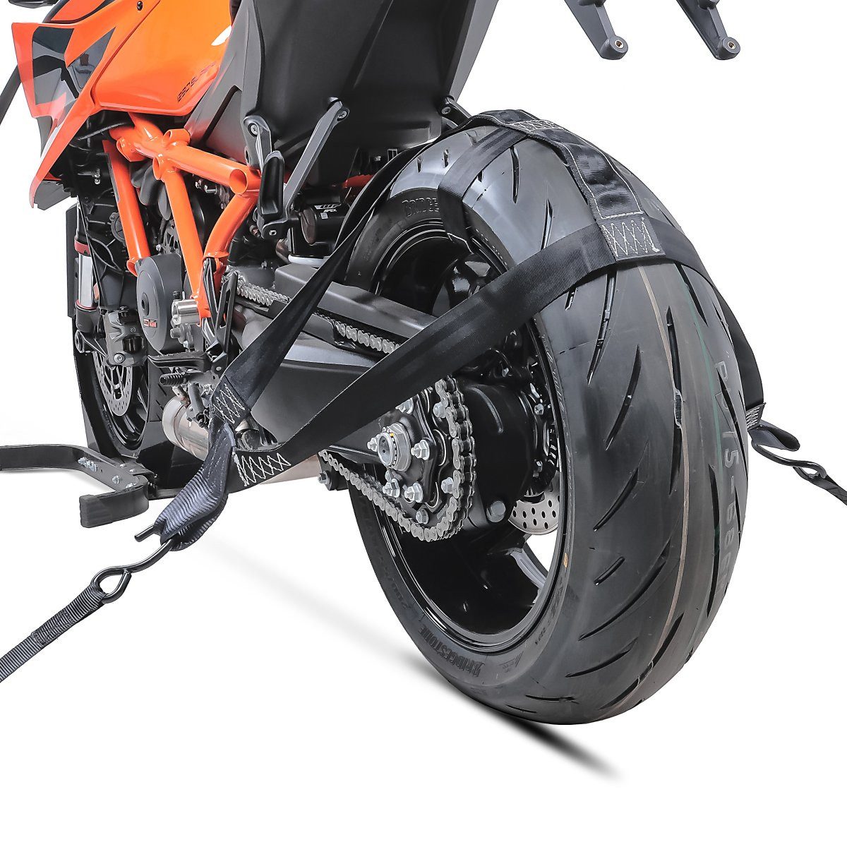 ConStands Motorradheber Hinterrad Zurrgurt mit 4x Ratschen-Spanngurten Set Abspanngurt Motorra