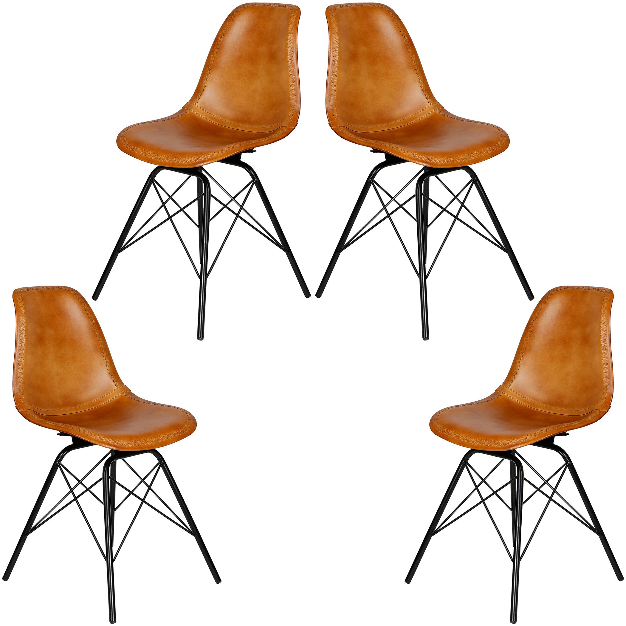 Casa Moro Esszimmerstuhl Lederstuhl Cognac Braun günstig online kaufen
