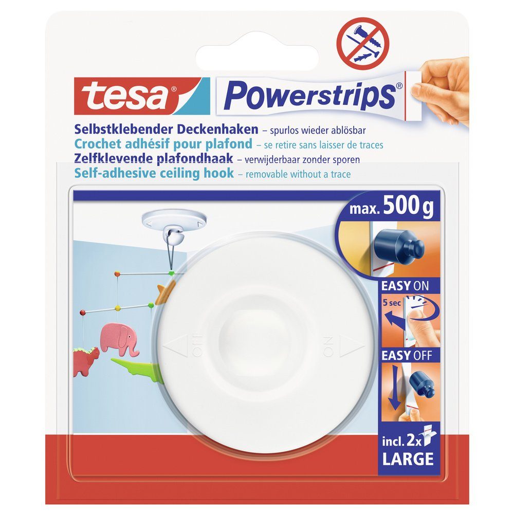 Klebehaken tesa POWERSTRIPS® Zimmerdeckenhaken Weiß Inhalt: 1 St.