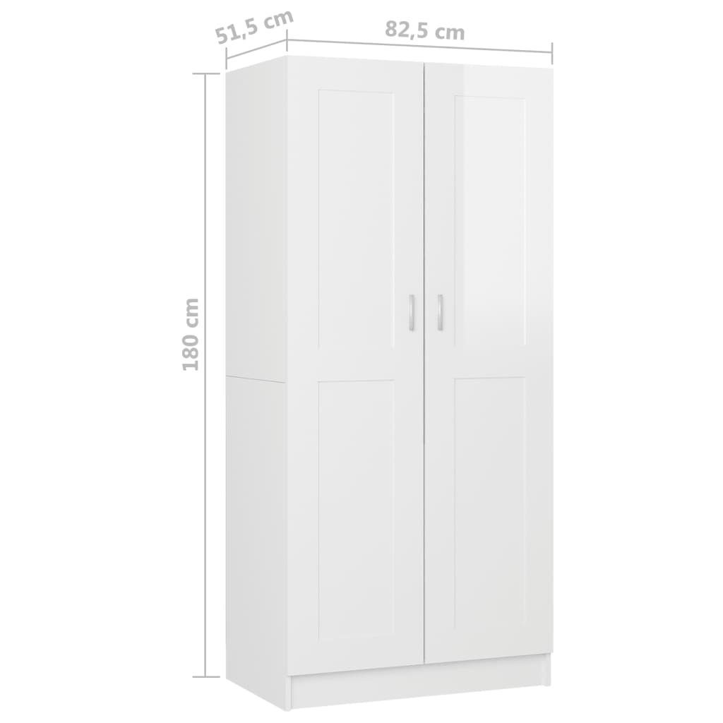 vidaXL Kleiderschrank Kleiderschrank (1-St) Holzwerkstoff 82,5x51,5x180 Hochglanz-Weiß cm