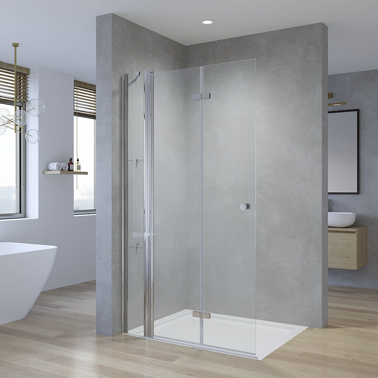AQUALAVOS Walk-in-Dusche Faltbar+Drehbar Walk in Glas günstig online kaufen