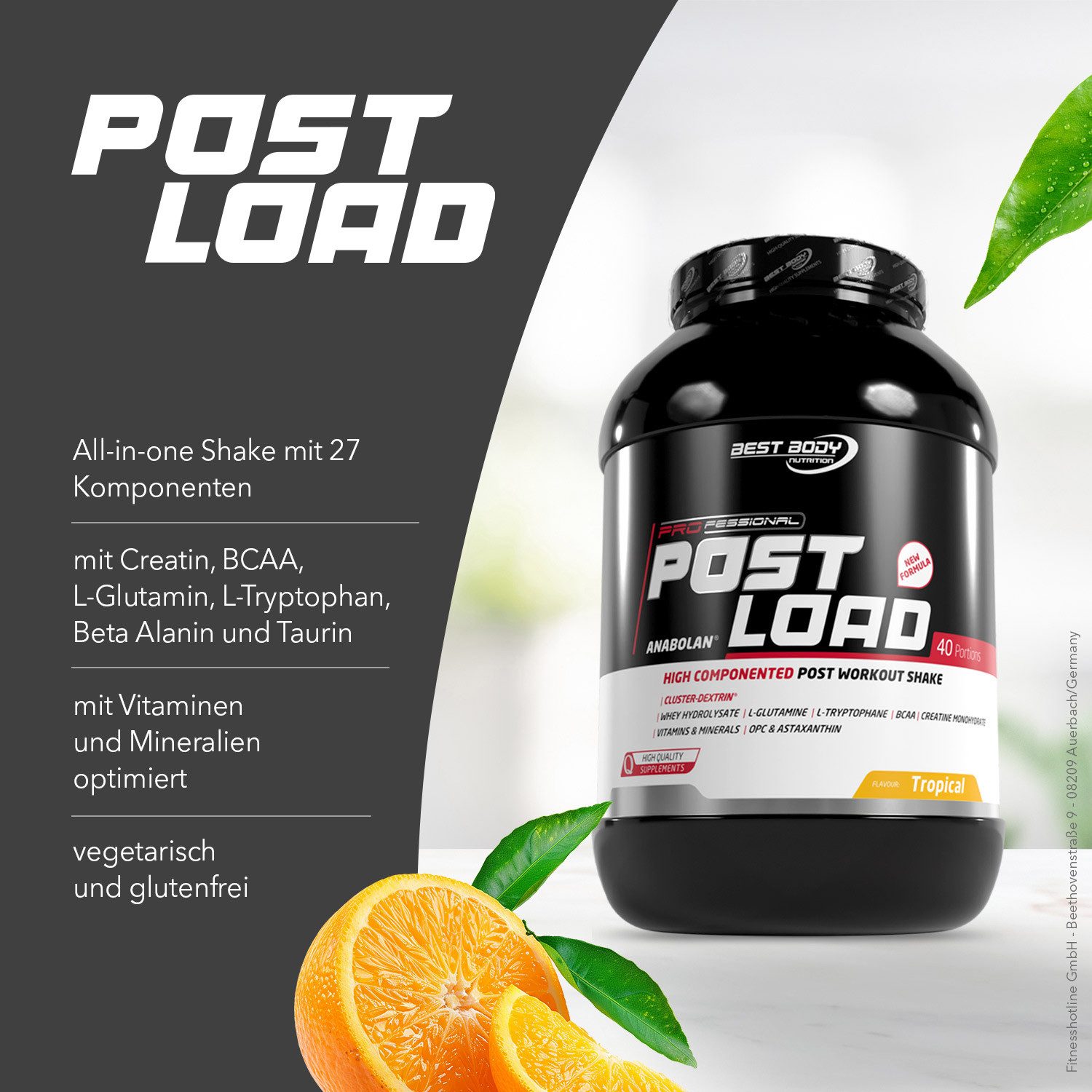 Best Body Nutrition Post Load - Tropical - 1800 g Dose Pulver, 1800 g