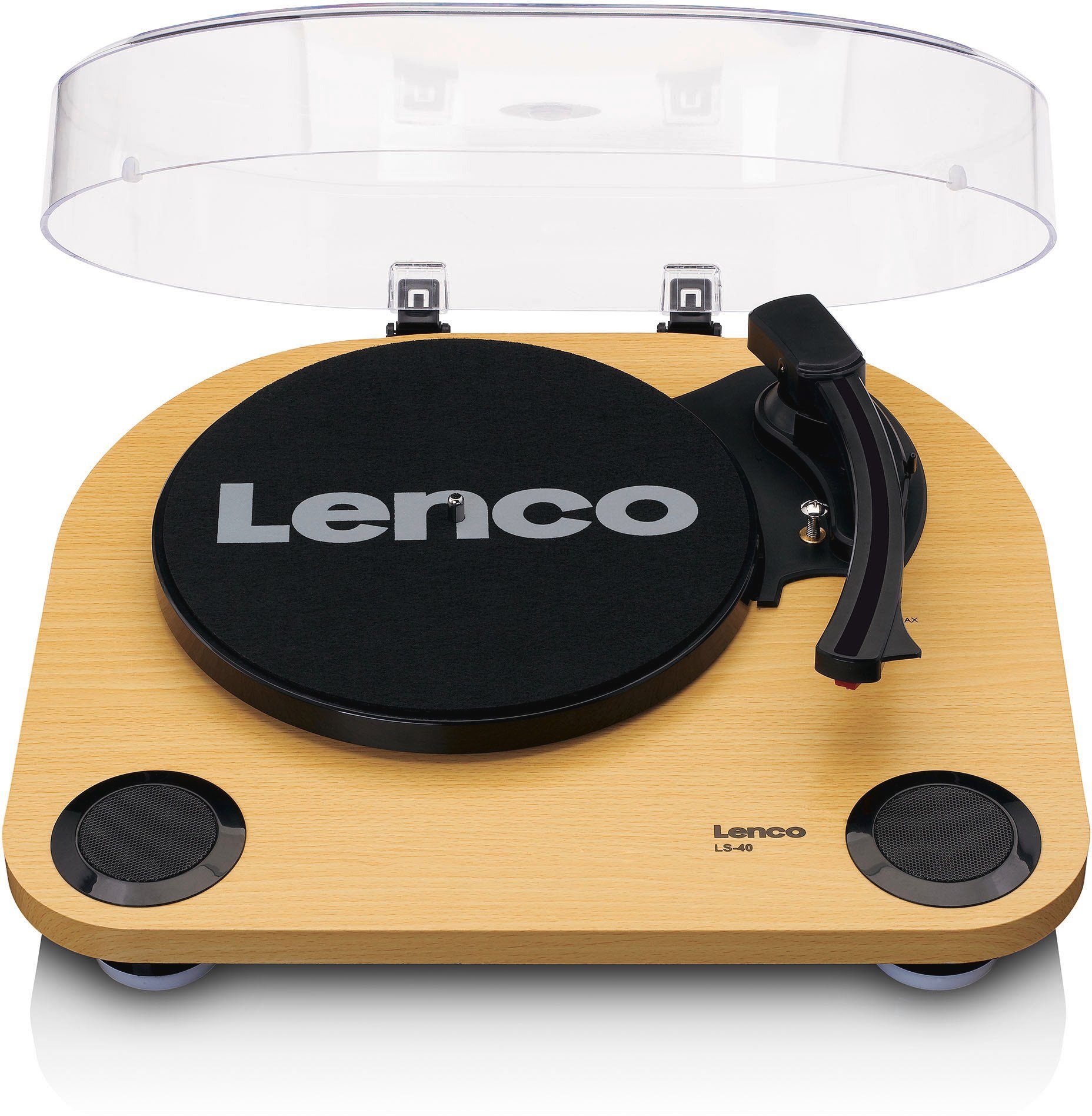 Lenco LS-40WD Plattenspieler (Riemenantrieb) Plattenspieler int. Holz mit Lautsprechern