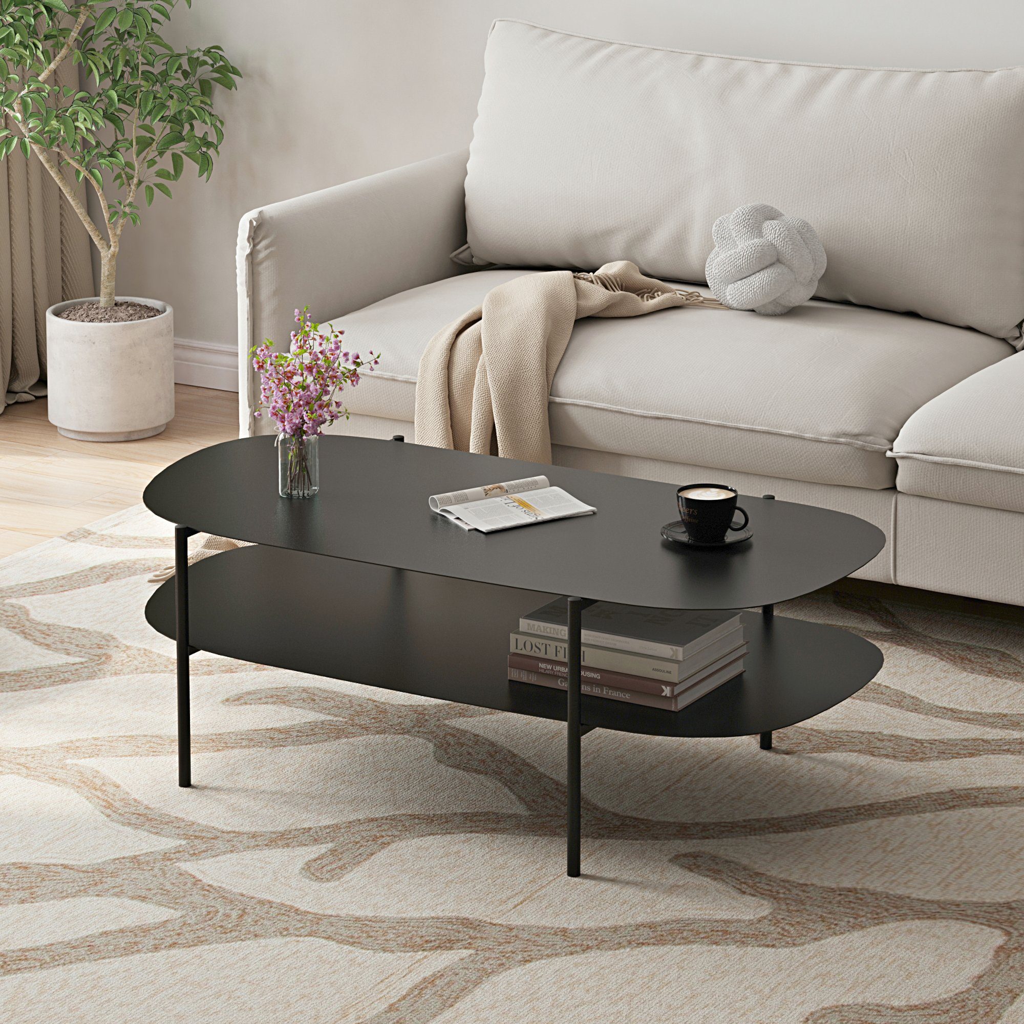 en.casa Couchtisch, »Enebakk« 112x62x40,5 cm ovale günstig online kaufen