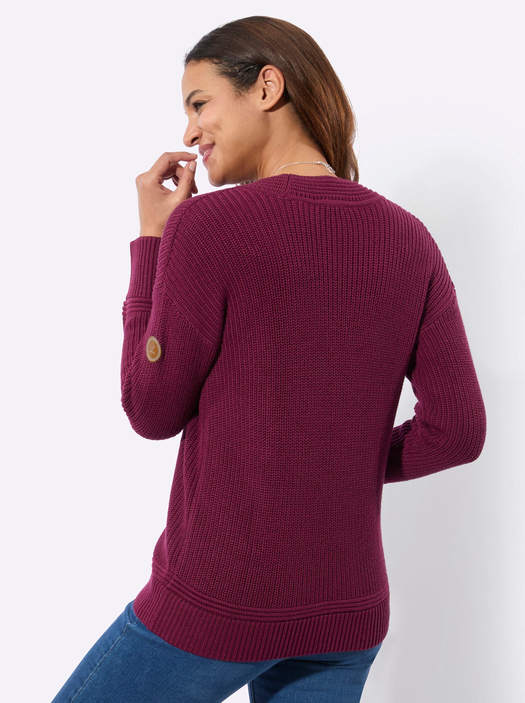 Witt Strickpullover V-Ausschnitt-Pullover Langarm Rippoptik