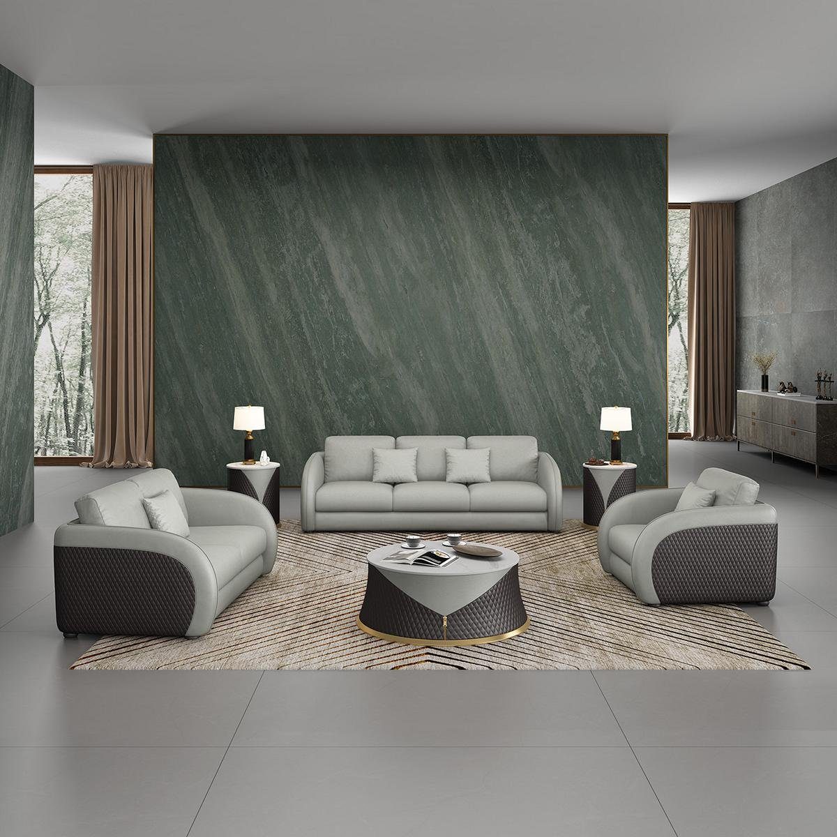 JVmoebel Wohnzimmer-Set, Sofa Sofagarnitur 3 1 Sitzer Set Design Polster Couchen Couch Modern Weiß/Schwarz