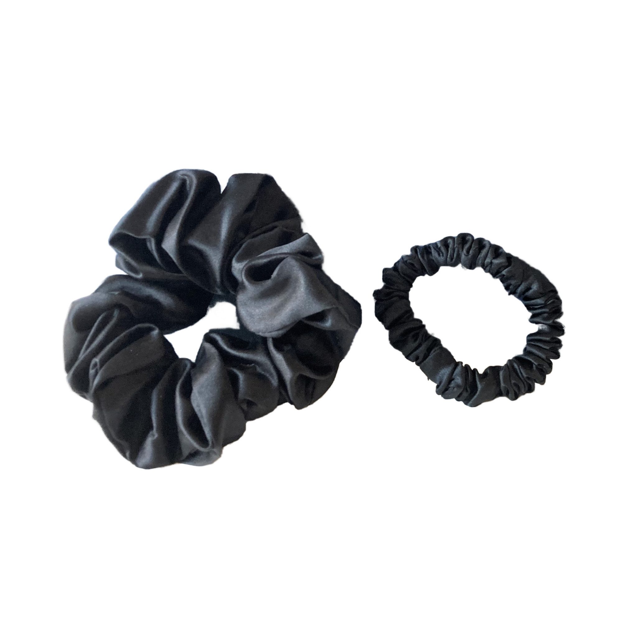 orignee Haargummi Seiden-Scrunchies 2er(1S+1L) – 100 % Seide, kein Knick, 2-tlg., Kein Knick in den Haaren. Weniger Haarbruch und Reizschäden.