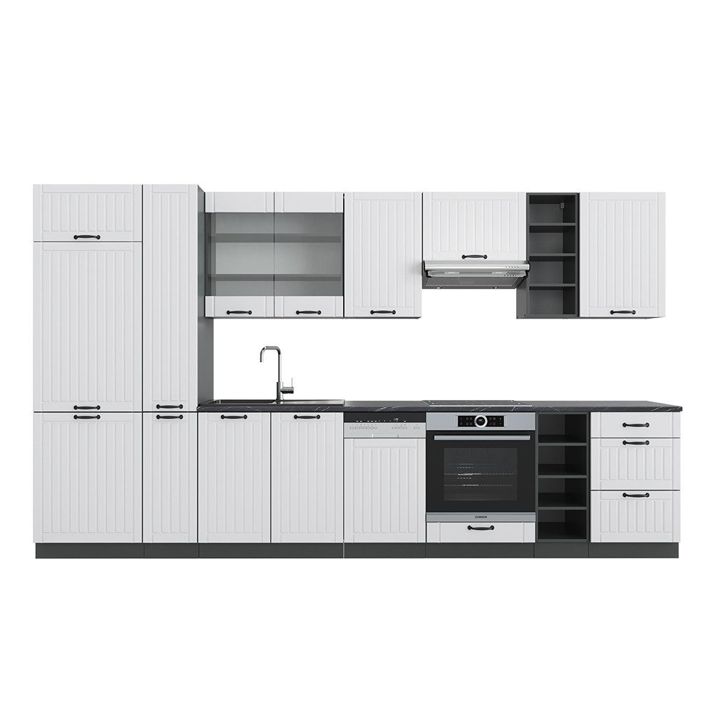 Vicco Küchenzeile Fame-Line Weiß Landhaus/Anthrazit 355 günstig online kaufen
