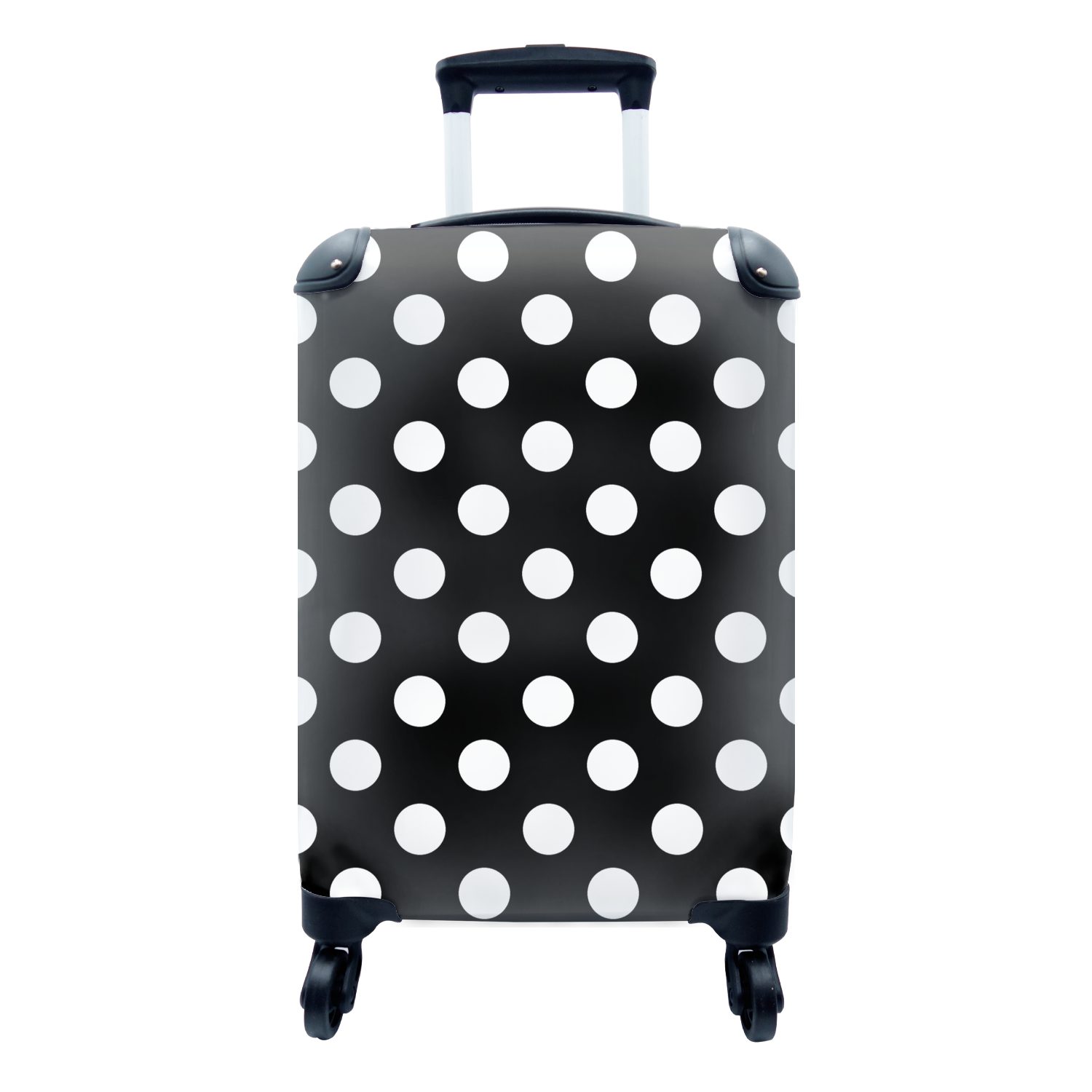 Reisekoffer Reisetasche Muster Schwarz - dots für Rollen, Polka Trolley, mit 4 und Weiß, rollen, Handgepäckkoffer Handgepäck MuchoWow - Ferien,