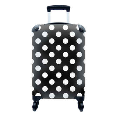MuchoWow Handgepäckkoffer Polka dots - Muster - Schwarz und Weiß, 4 Rollen, Reisetasche mit rollen, Handgepäck für Ferien, Trolley, Reisekoffer
