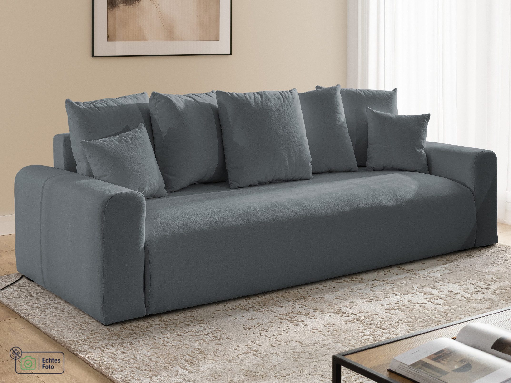 S-Style Möbel Schlafsofa Calma mit Bettkasten im Bumpy-Design, aus Webstoff mit Wellenfederung und hohem Sitzkomfort