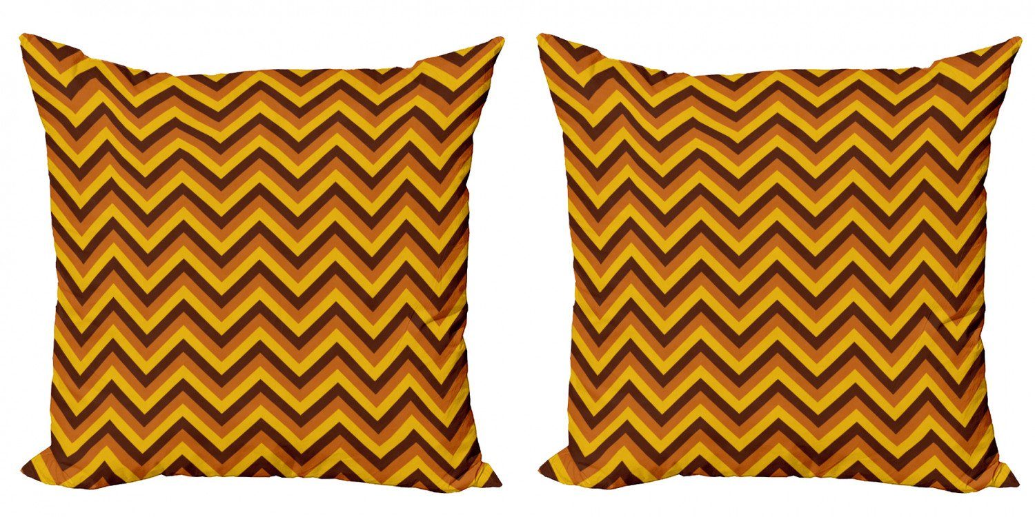 Brown Klassische Doppelseitiger Digitaldruck, Chevron Abakuhaus Modern Kissenbezüge Accent (2 Stück), Yellow