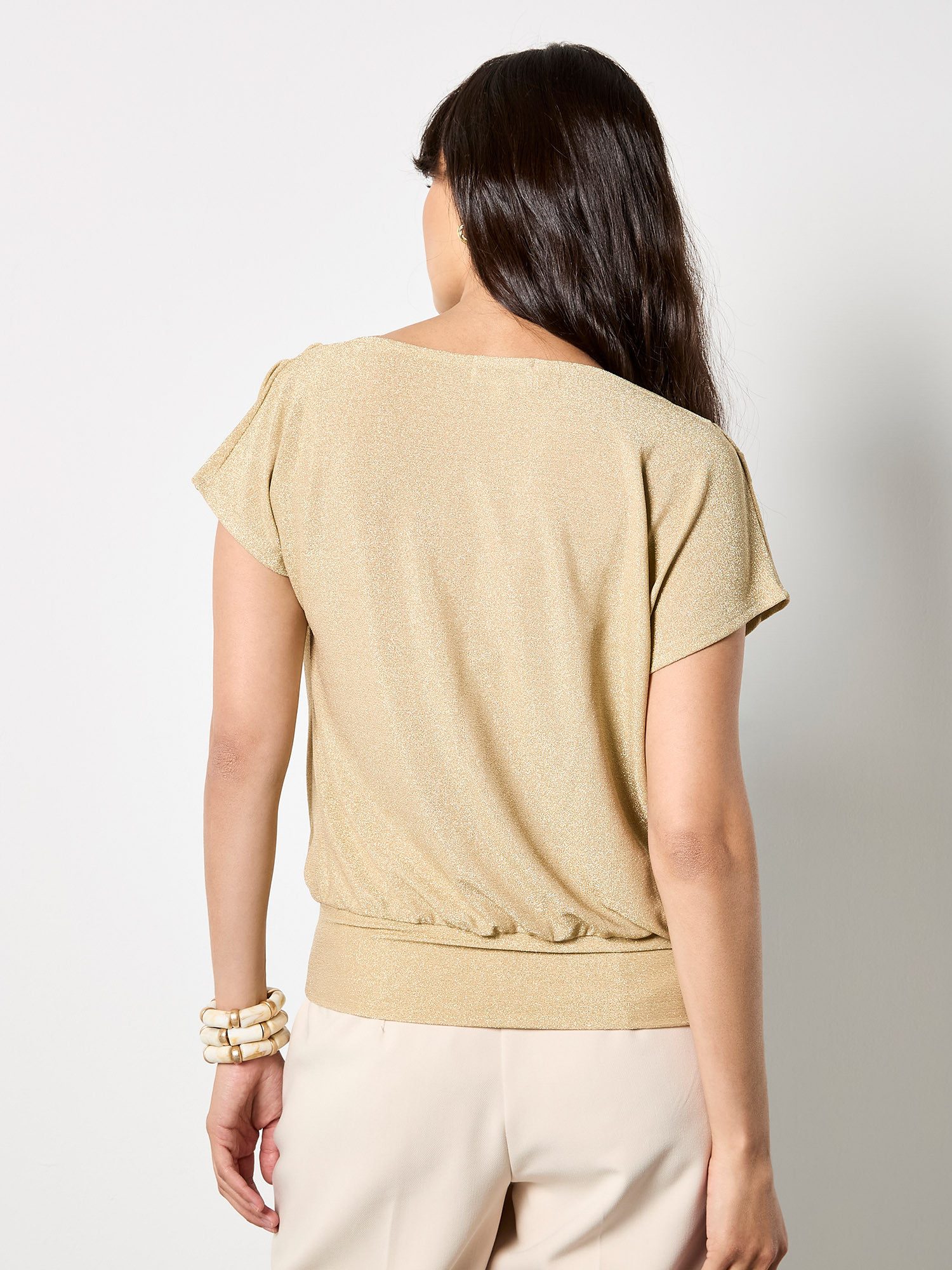 Apricot Paillettenshirt Top mit Glitzer