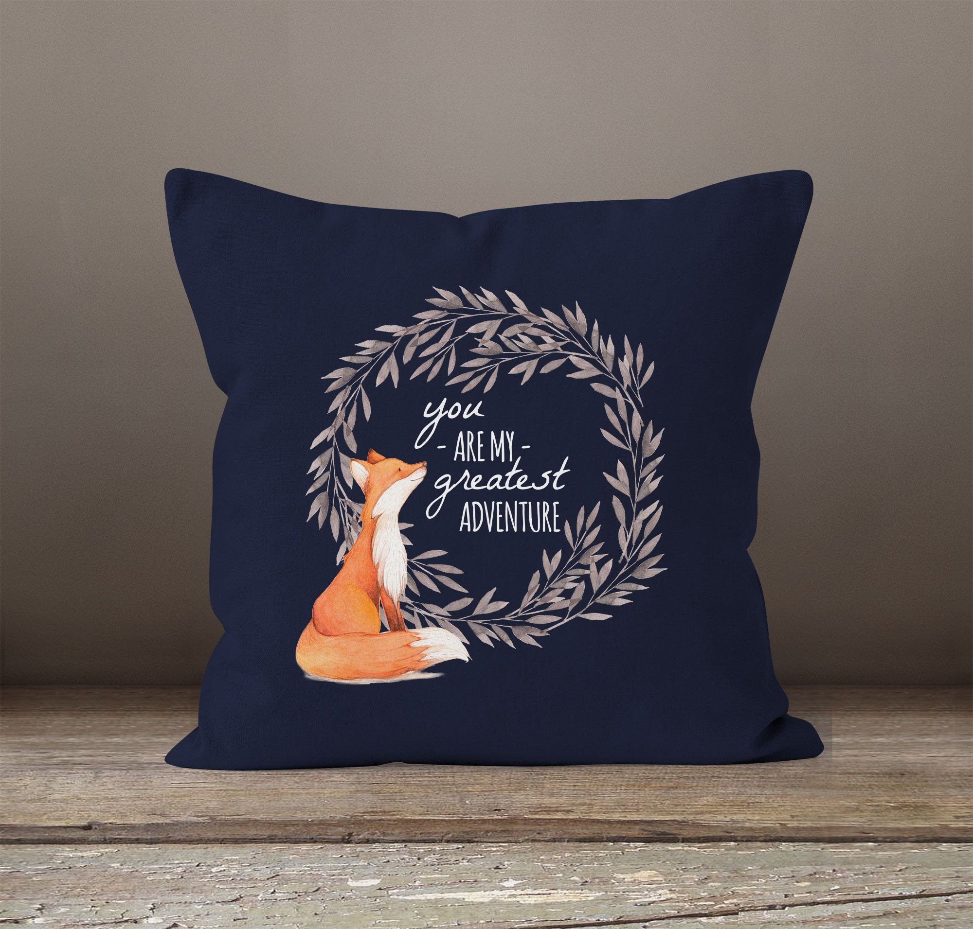 adventure 40x40 navy are Kissenbezug MoonWorks greatest Fox Baumwolle MoonWorks® my Kissenhülle You Geschenk Dekokissen Liebe Fuchs Dekokissen