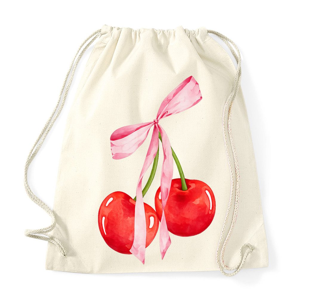 Blondie & Brownie Turnbeutel Cherrys Beutel Turnbeutel mit Kirsch Schleife Motiv Baumwolle (Einzelstück, Einzelartikel), Cherrys Beutel KirschSchleifen Tasche