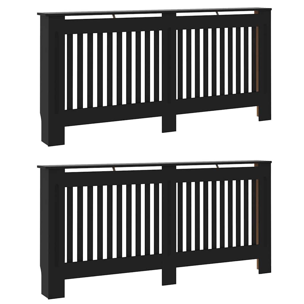vidaXL Heizungsverkleidung, Heizkörperabdeckung 2 pcs Schwarz 172 x 19 x 81,5 cm