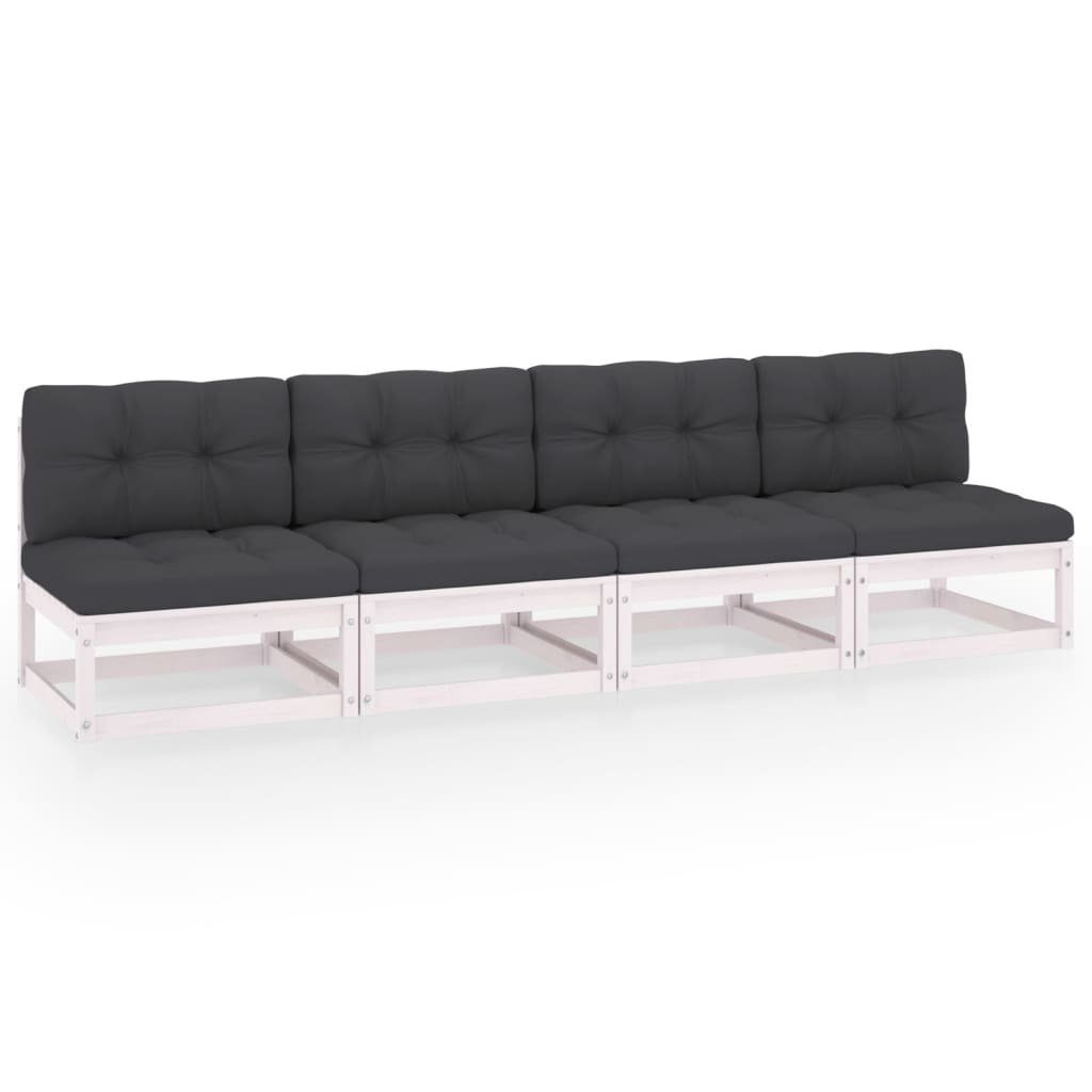 Teile Kiefer 4-Sitzer-Gartensofa 1 Kissen mit Weiß Loungesofa Massivholz, vidaXL