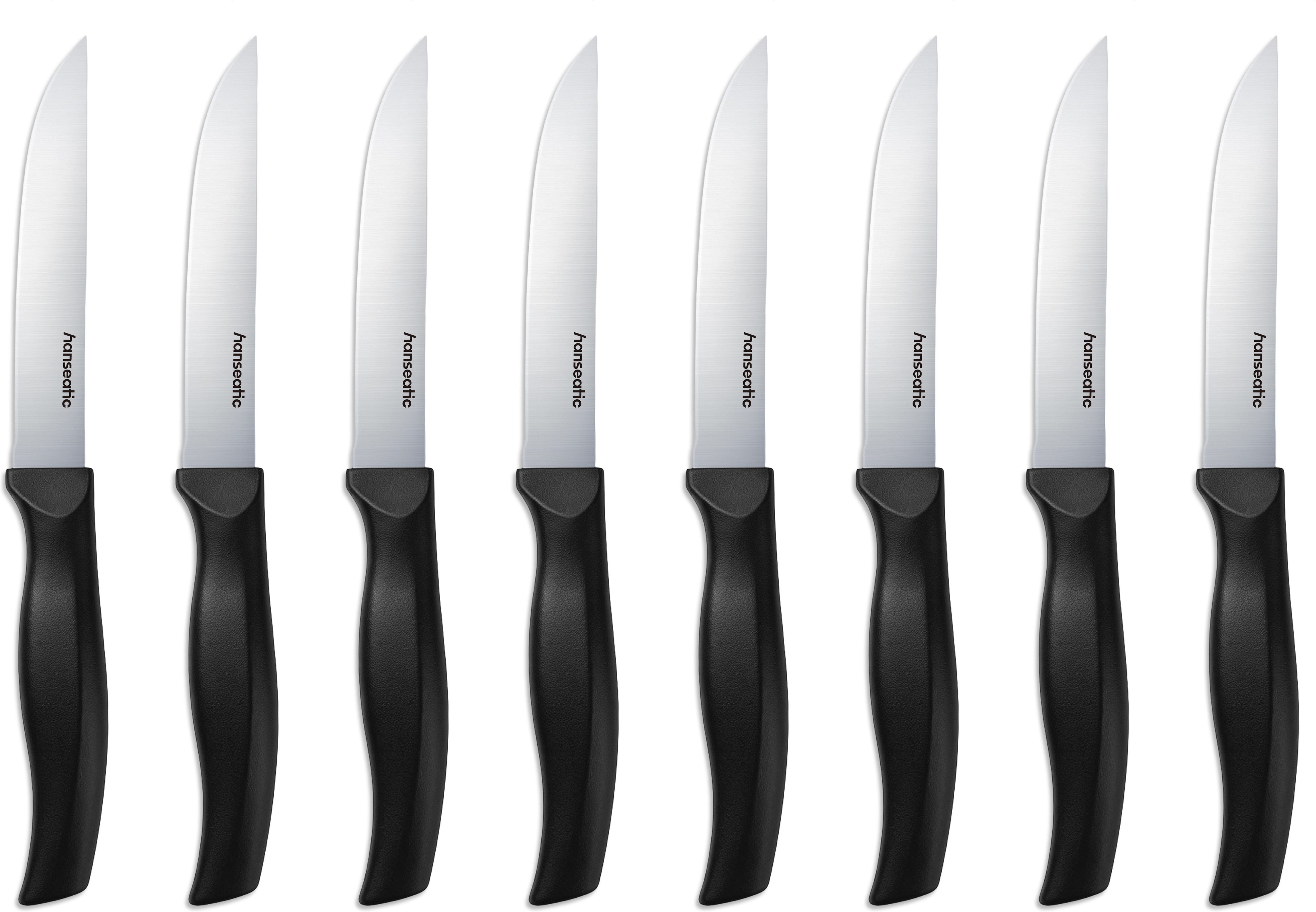 Hanseatic Brotzeitmesser DAILY, Vespermesser mit glatter Klinge, Steakmesser-Set (8 Stück), mit ergonomisch geformter Griff, ideal für die Brotzeit