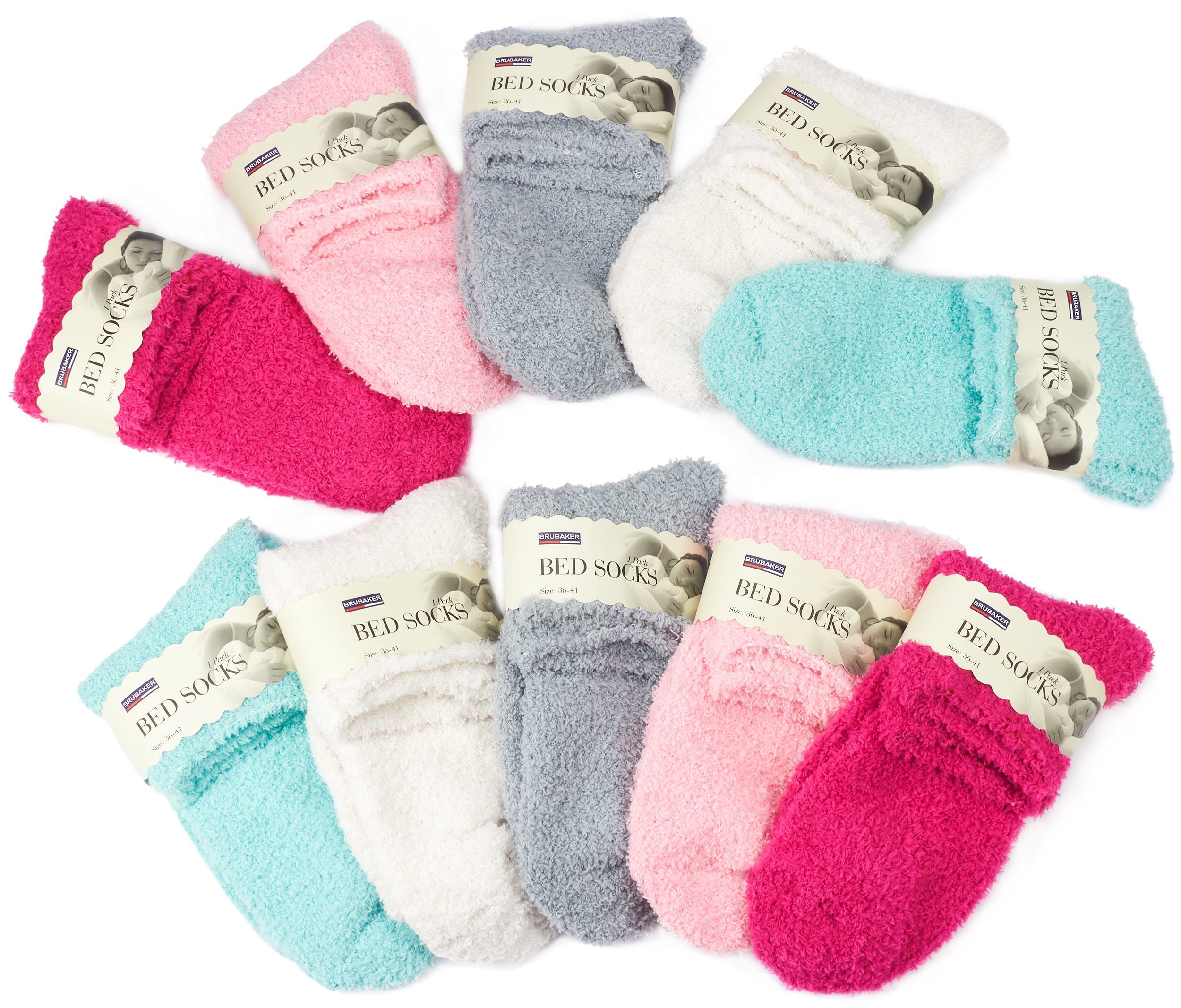 BRUBAKER Kuschelsocken Damen Bedsocks Bettsocken (10-Paar, extra dick und flauschig) bunte Flauschsocken