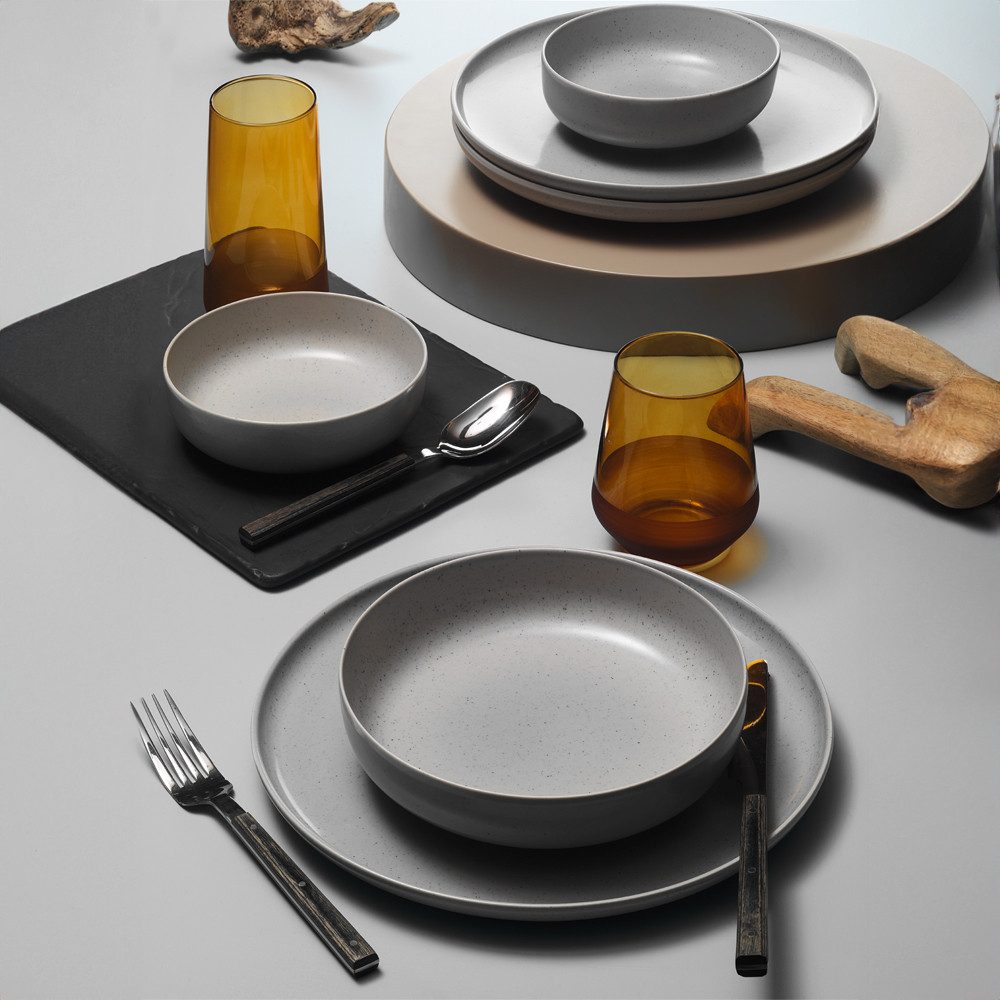 Kütahya Porselen Tafelservice Kütahya Porselen Moderna 12tlg Tafelservice 4 Pers Porzellan Grau (12-tlg), 4 Personen