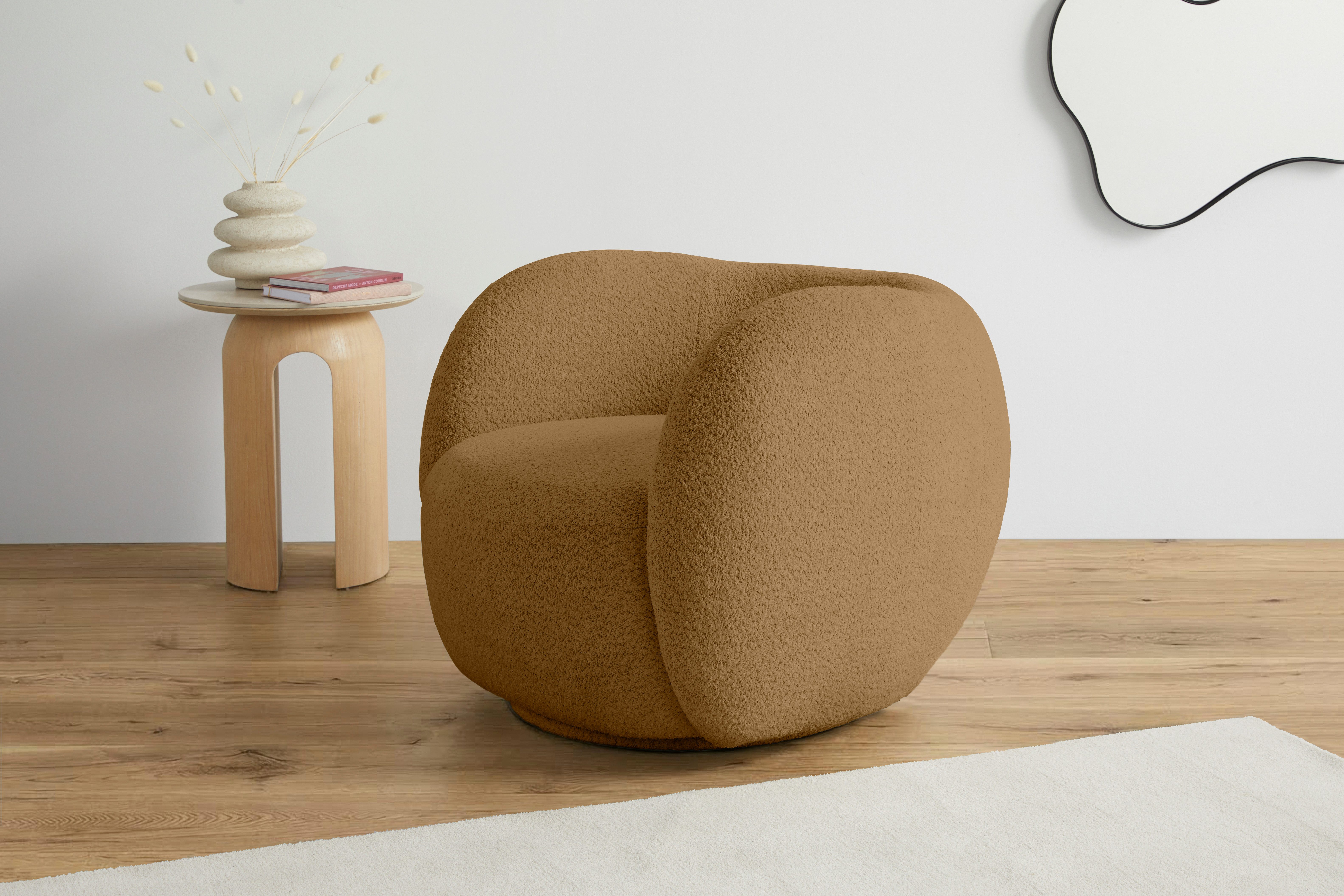 homsy by Ana Johnson Sessel Pebbla, exklusiver, formschöner Designsessel, Drehsessel, Mit oder ohne Drehfunktion, in Luxus-Microfaser oder Chenille